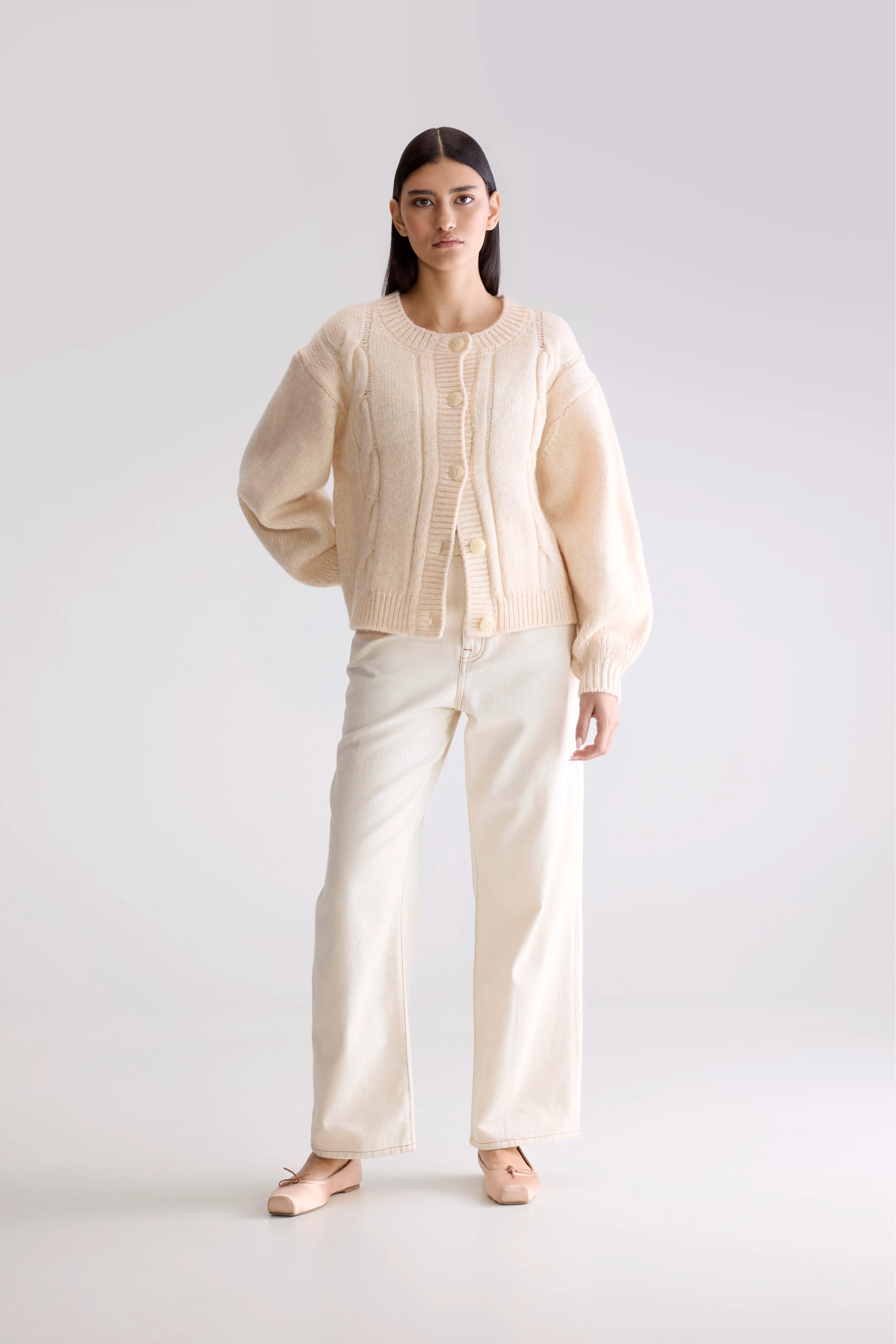 Dico chunky cardigan (252 / W / IVORY)