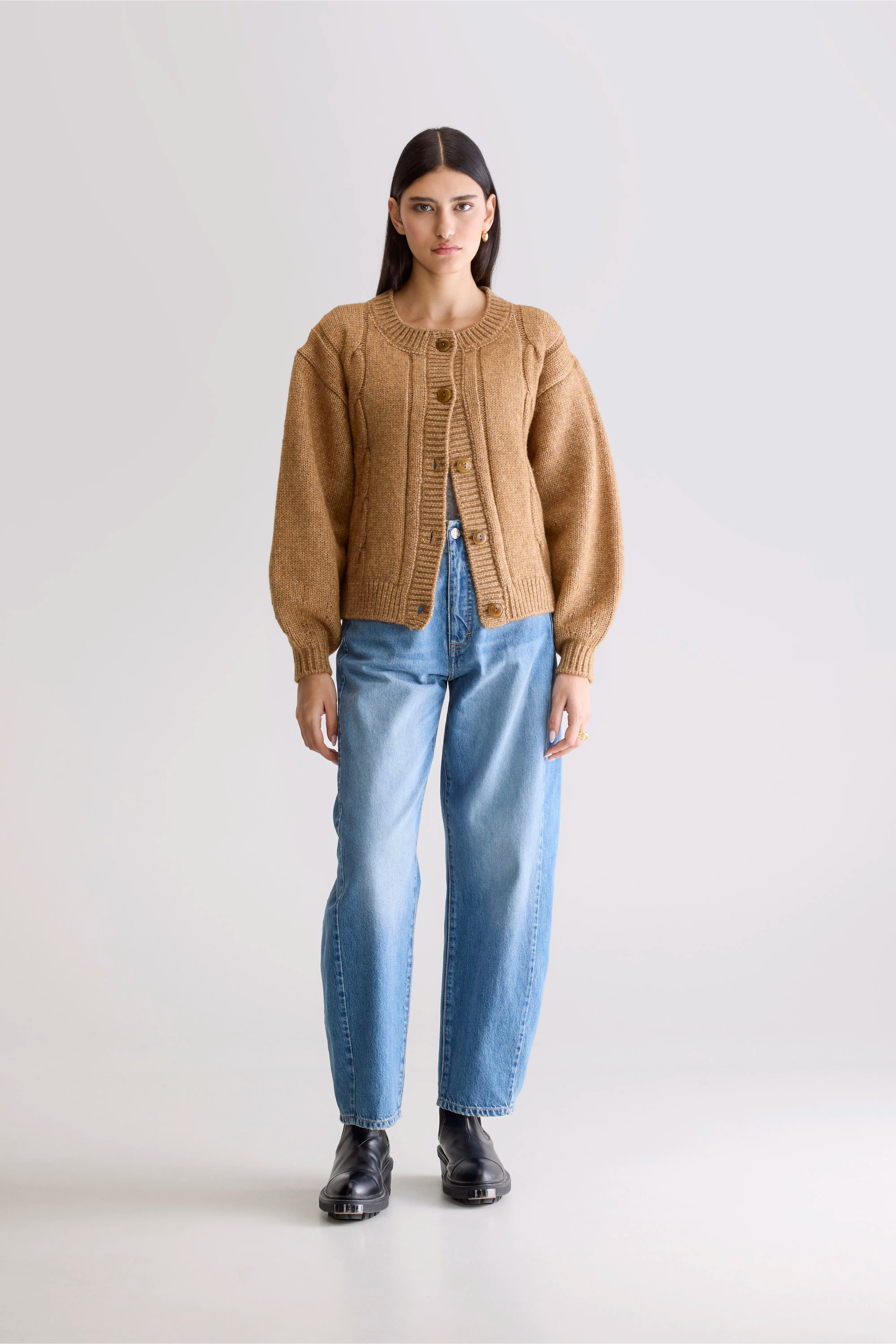 Dico chunky cardigan (252 / W / BISCUIT)