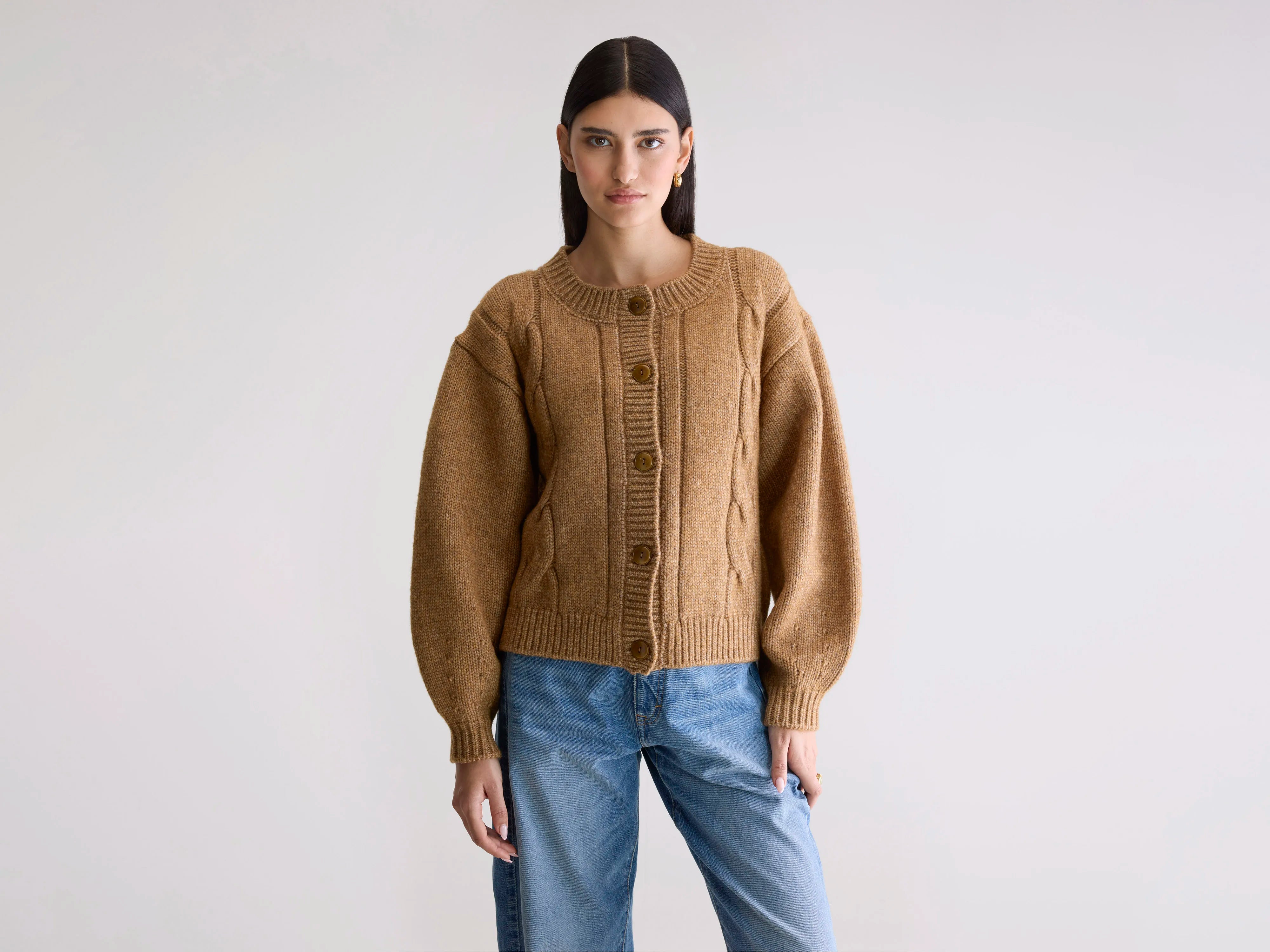 Dico chunky cardigan (252 / W / BISCUIT)