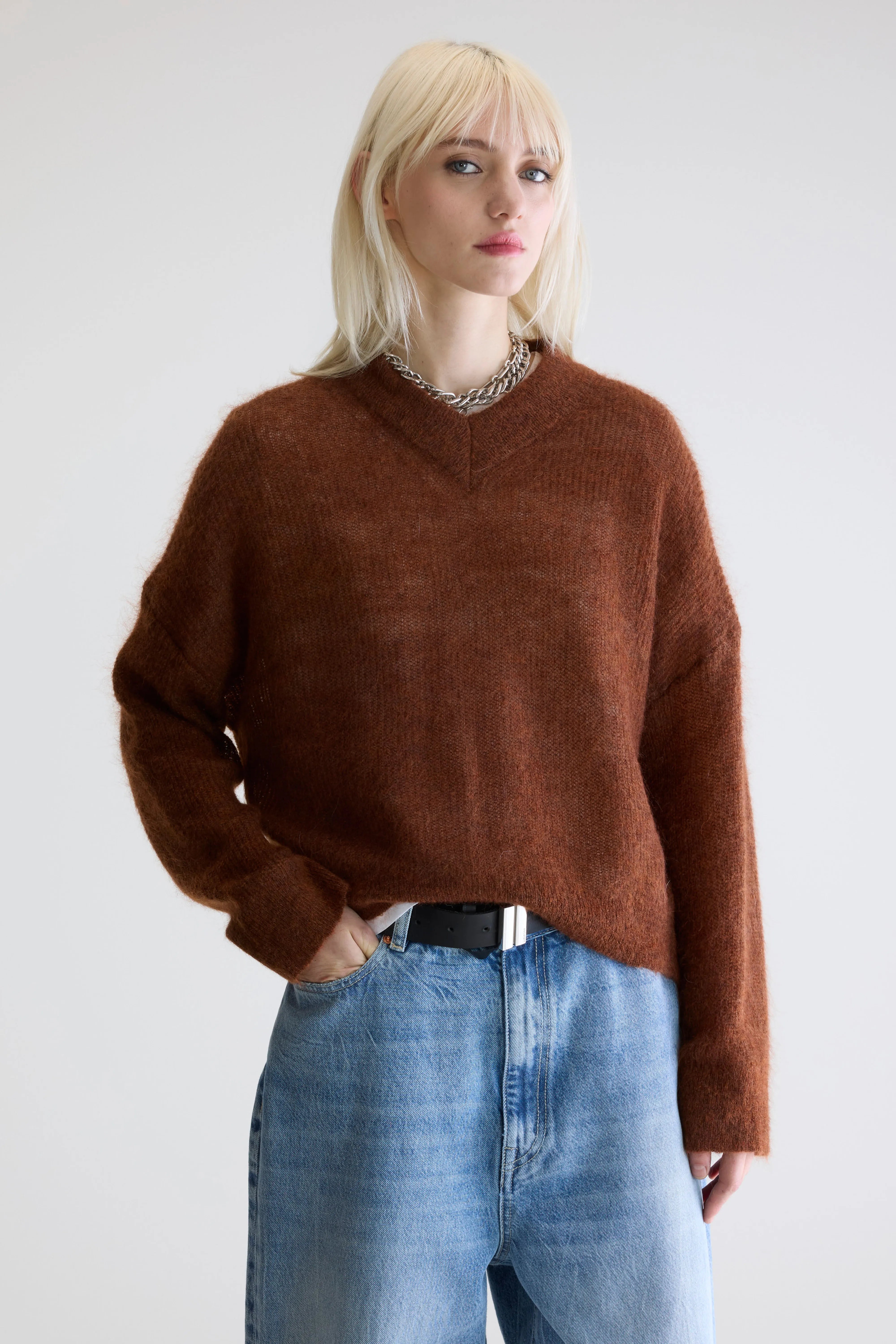 Arcy Trui Met V-hals - Suede Voor Dames | Bellerose