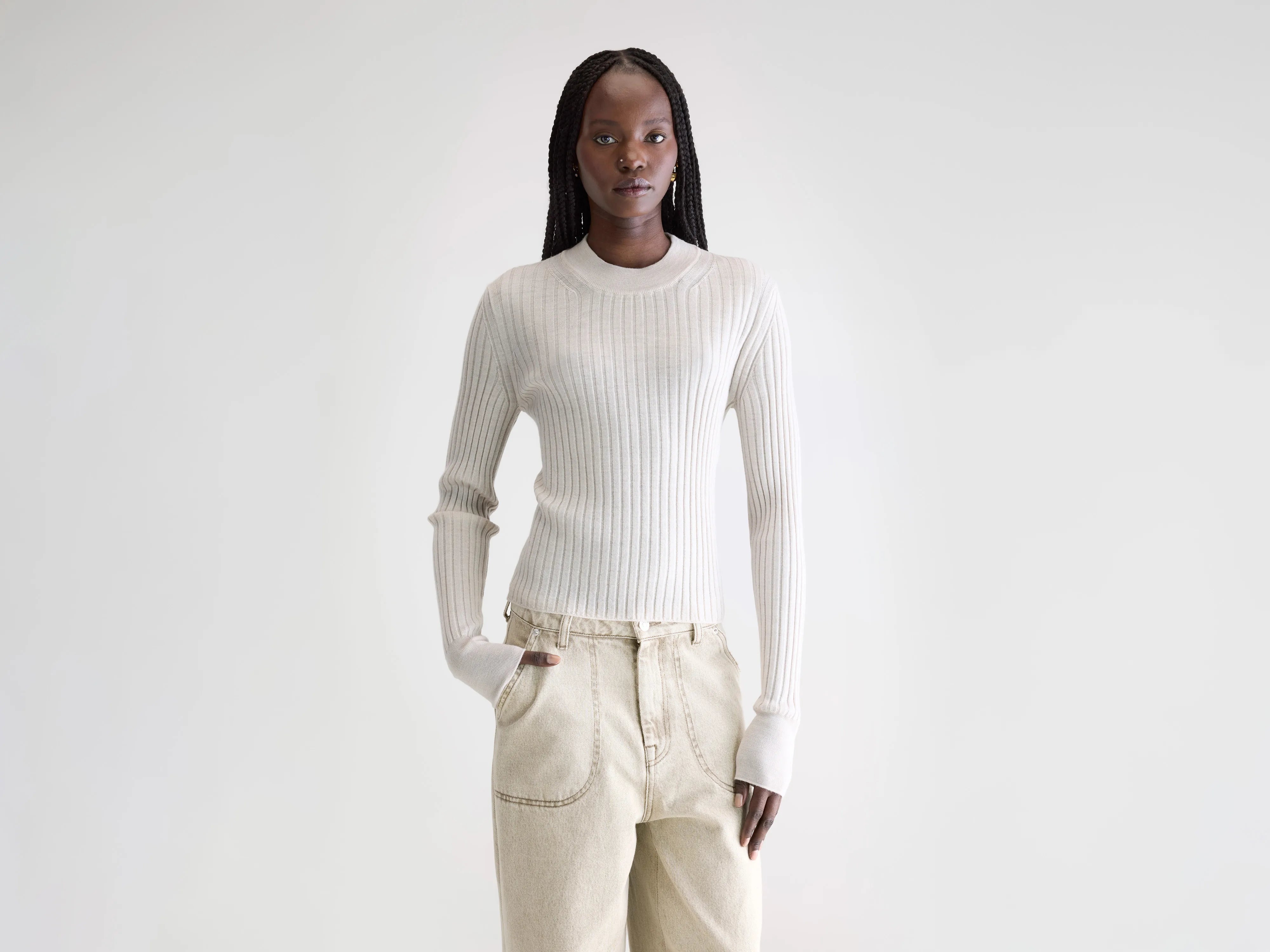 Aslyt slim fit trui (252 / W / WHISPER)