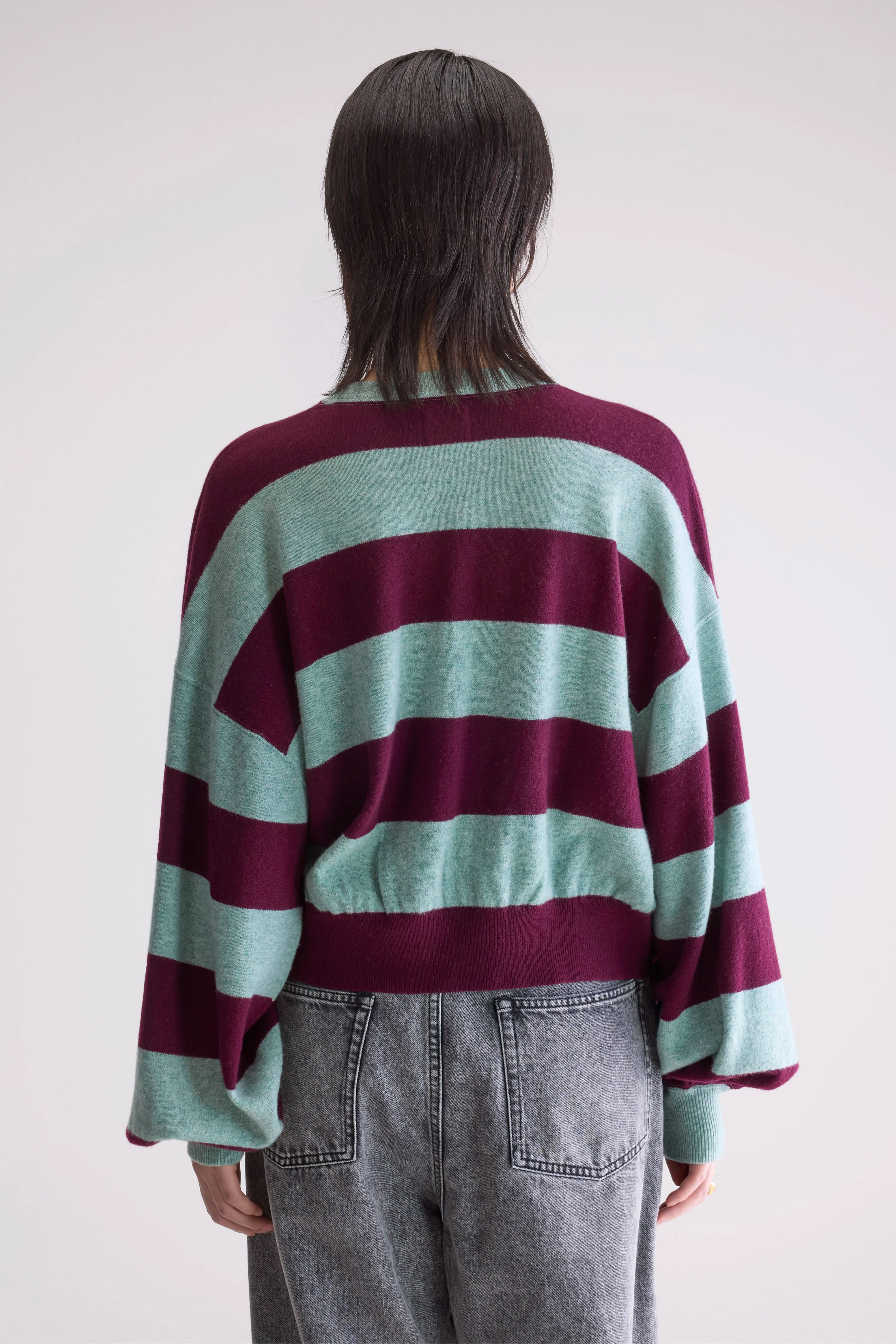 Attus Cropped Sweater - Celadon / Wine For Women | Bellerose