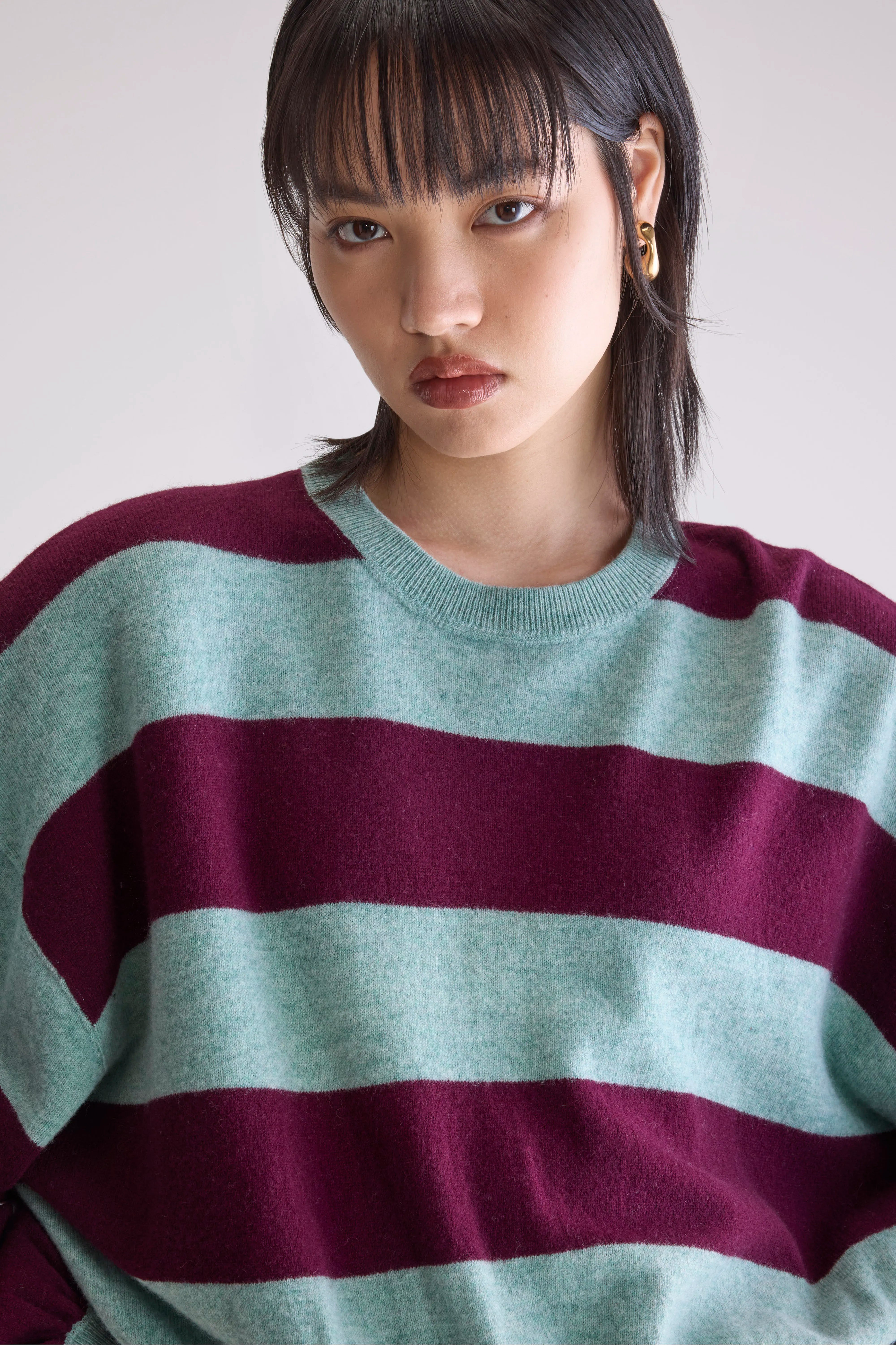 Attus Cropped Sweater - Celadon / Wine For Women | Bellerose