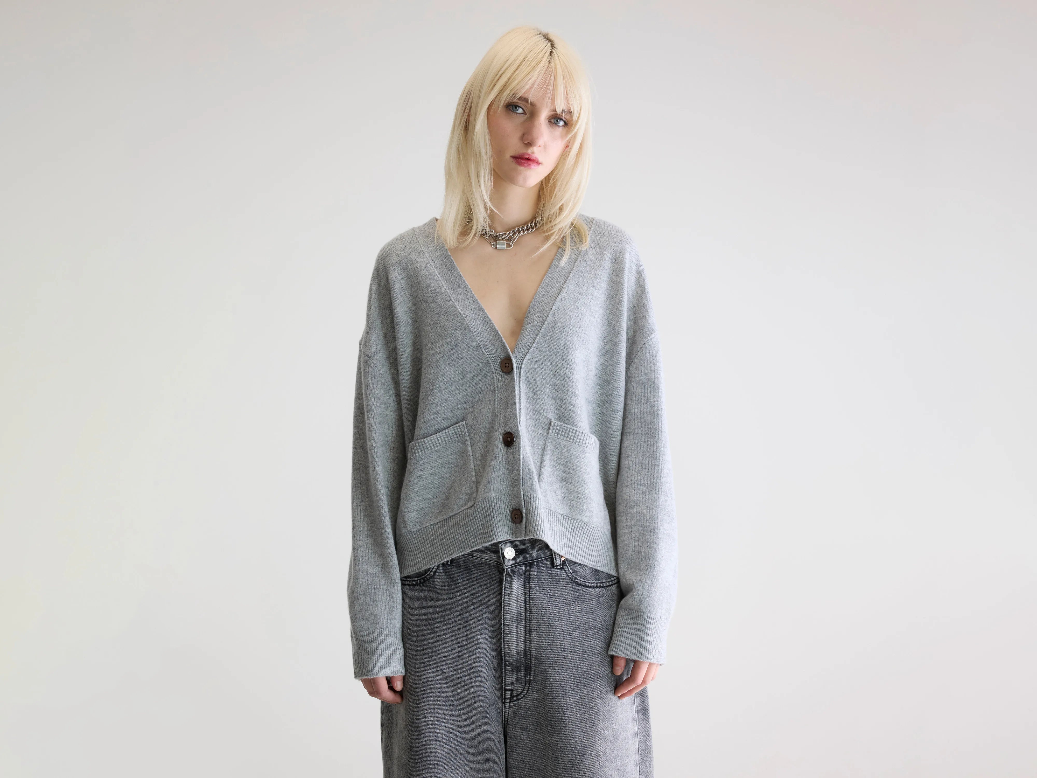 Cardigan boxy Gakkin (252 / W / LIGHT GREY)