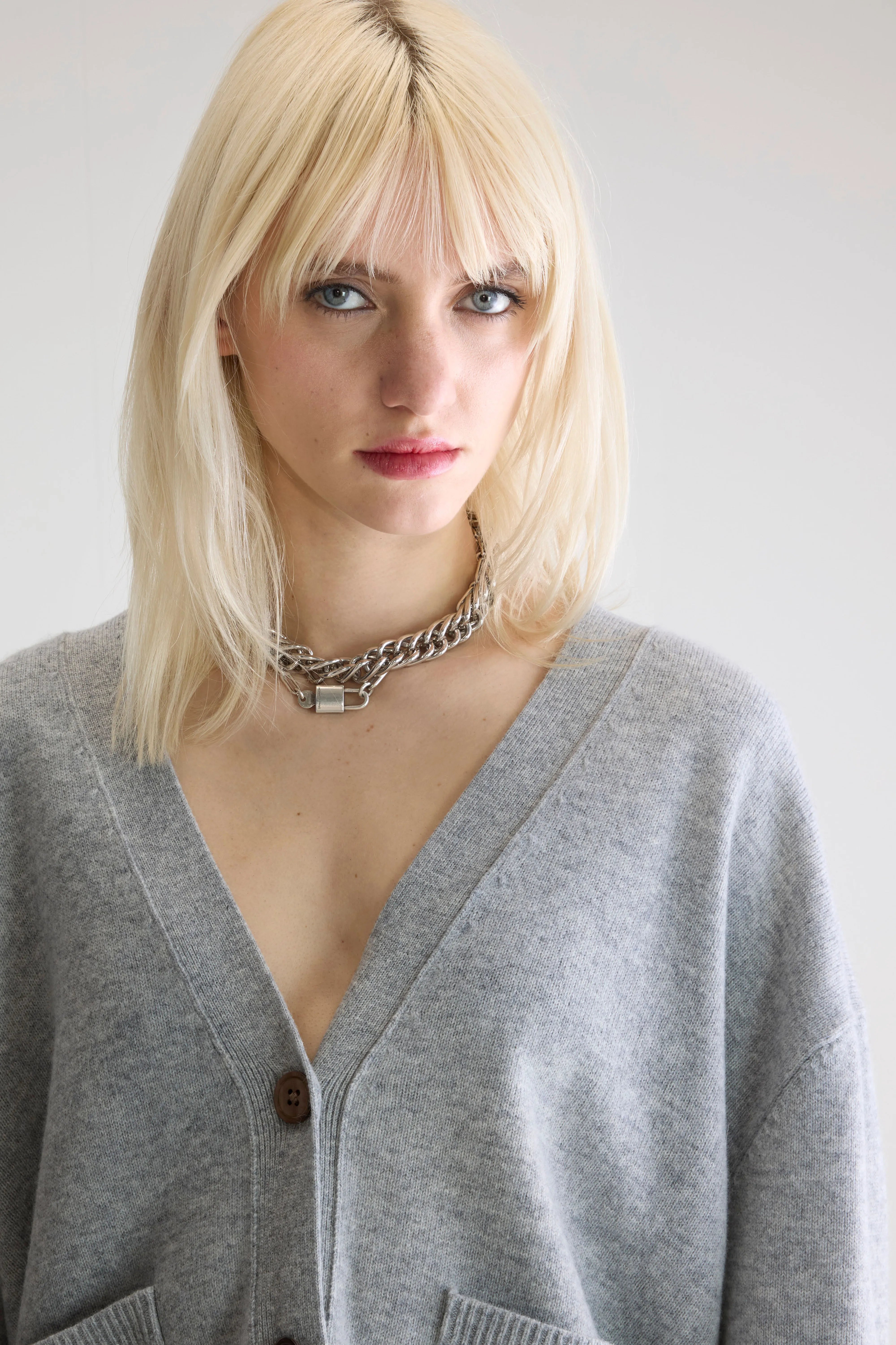 Cardigan boxy Gakkin (252 / W / LIGHT GREY)