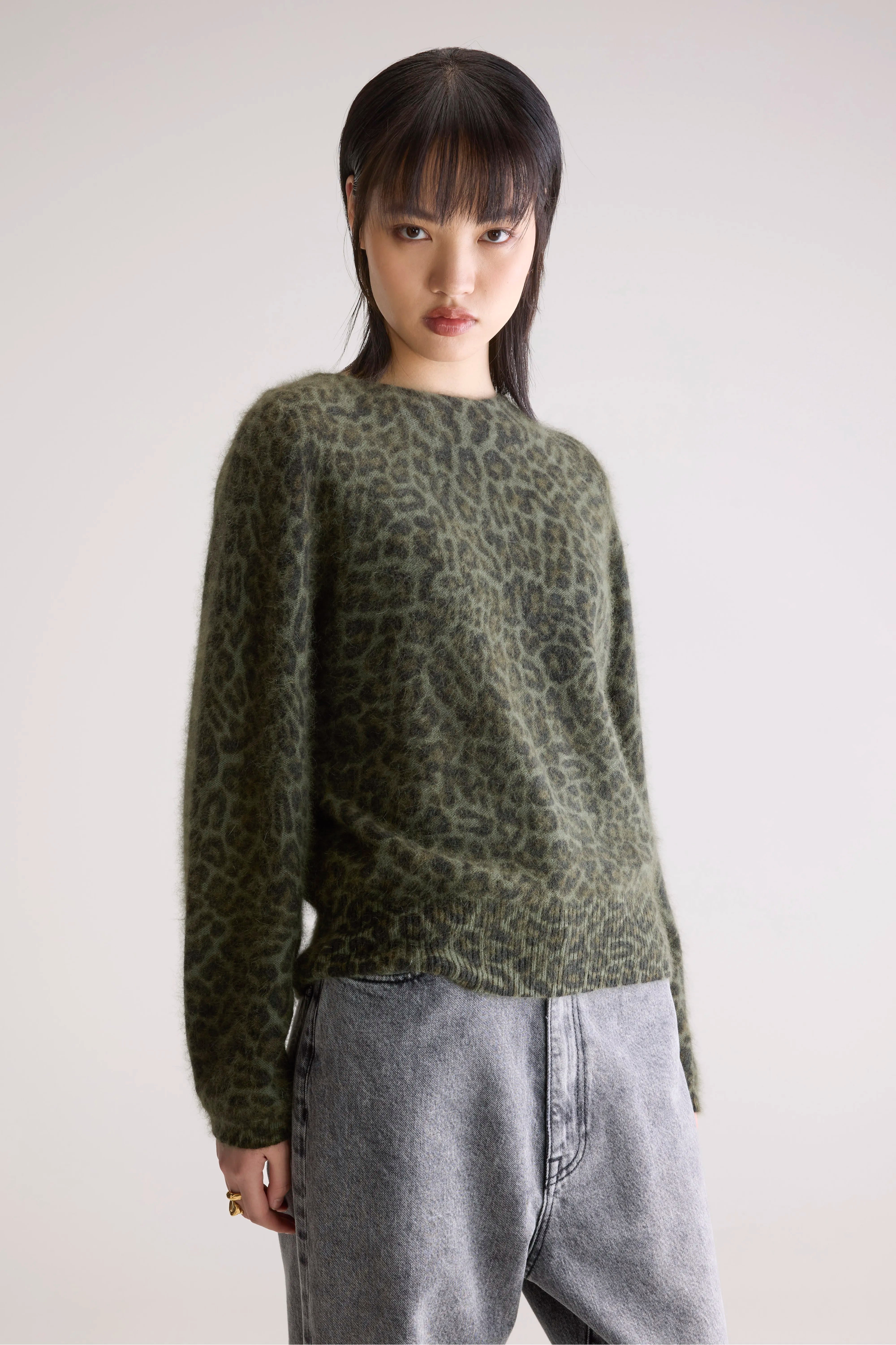 Pull À Imprimé Léopard Dioal - Black beauty / Military / Thyme Pour Femme | Bellerose