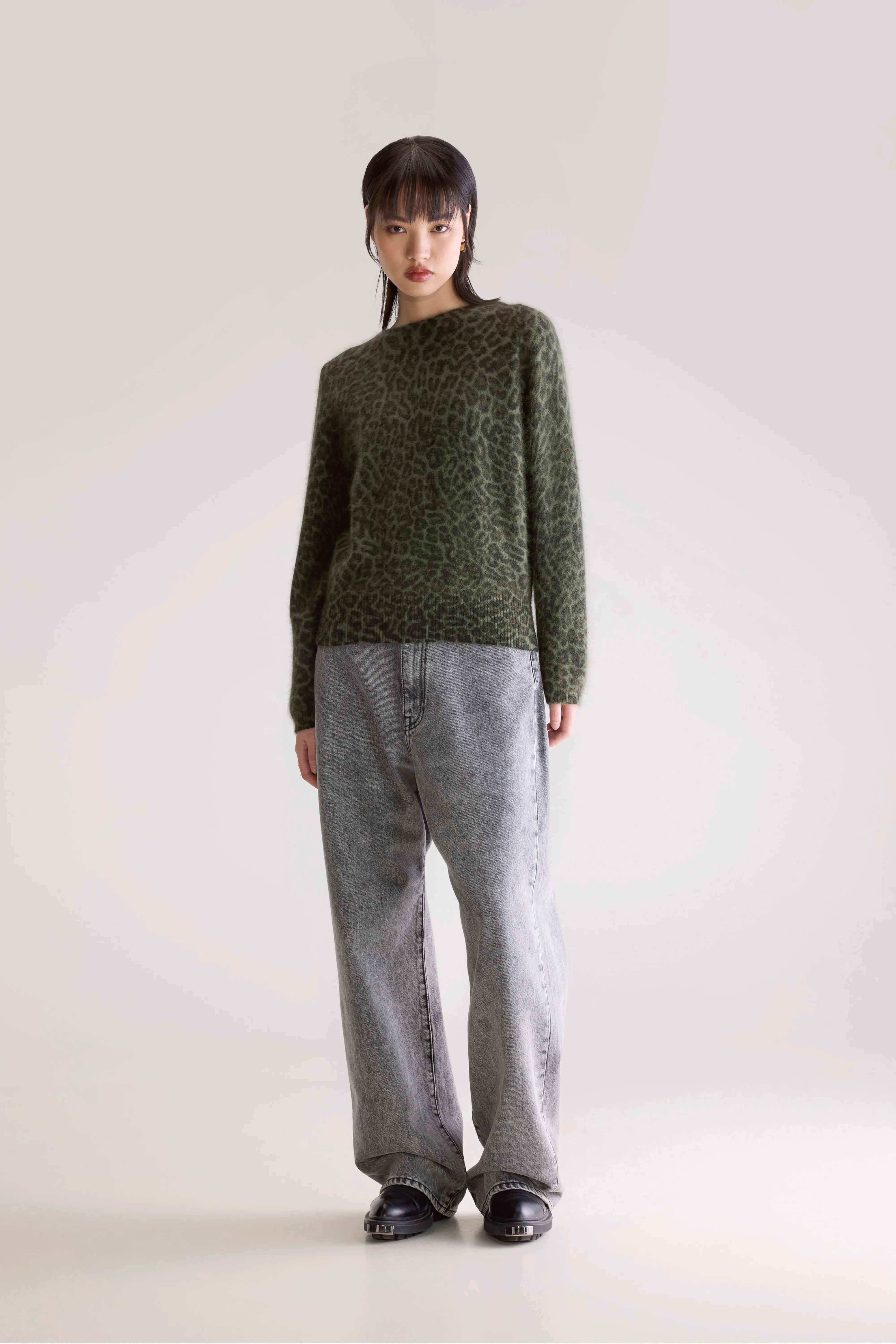 Pull À Imprimé Léopard Dioal - Black beauty / Military / Thyme Pour Femme | Bellerose
