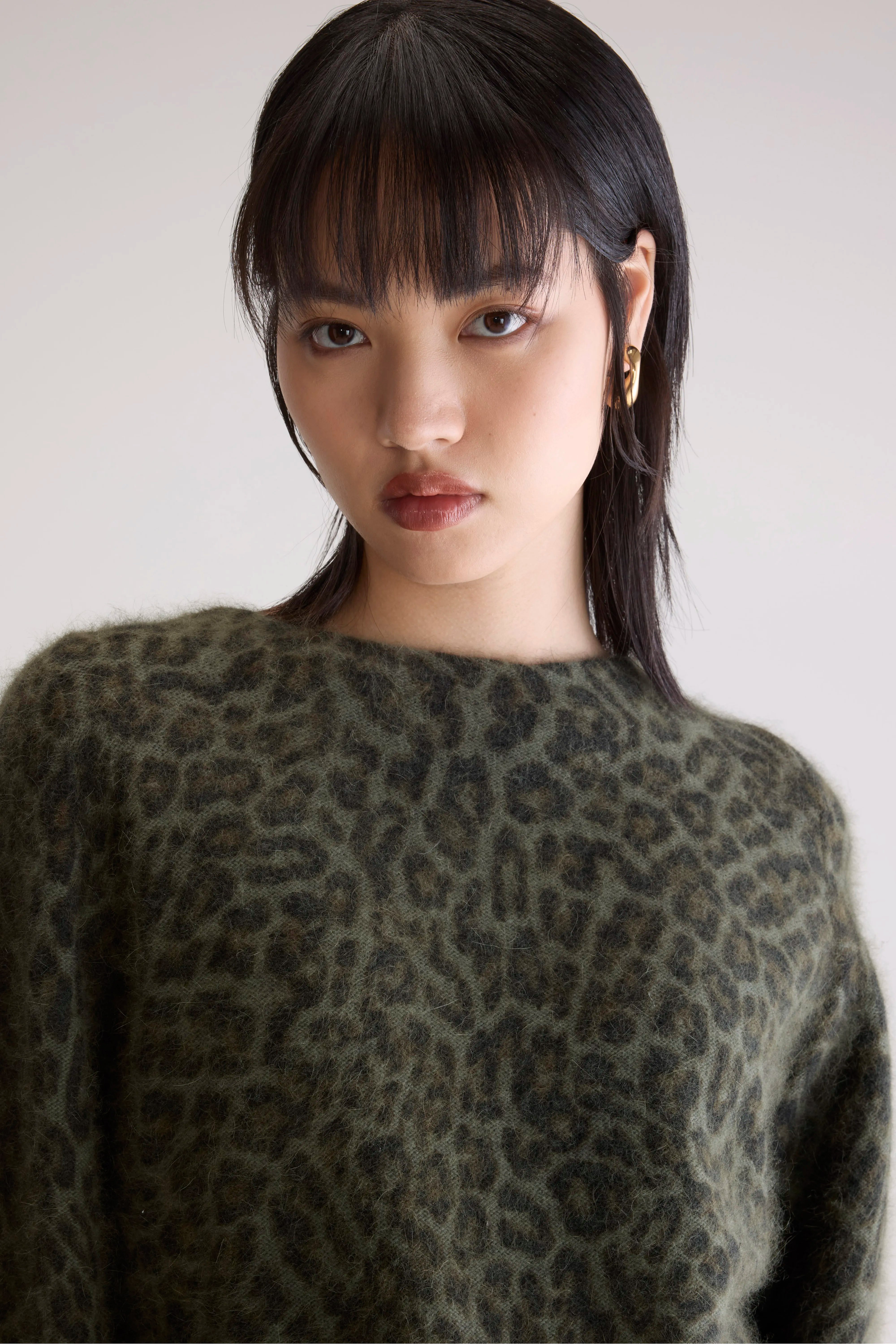 Pull À Imprimé Léopard Dioal - Black beauty / Military / Thyme Pour Femme | Bellerose