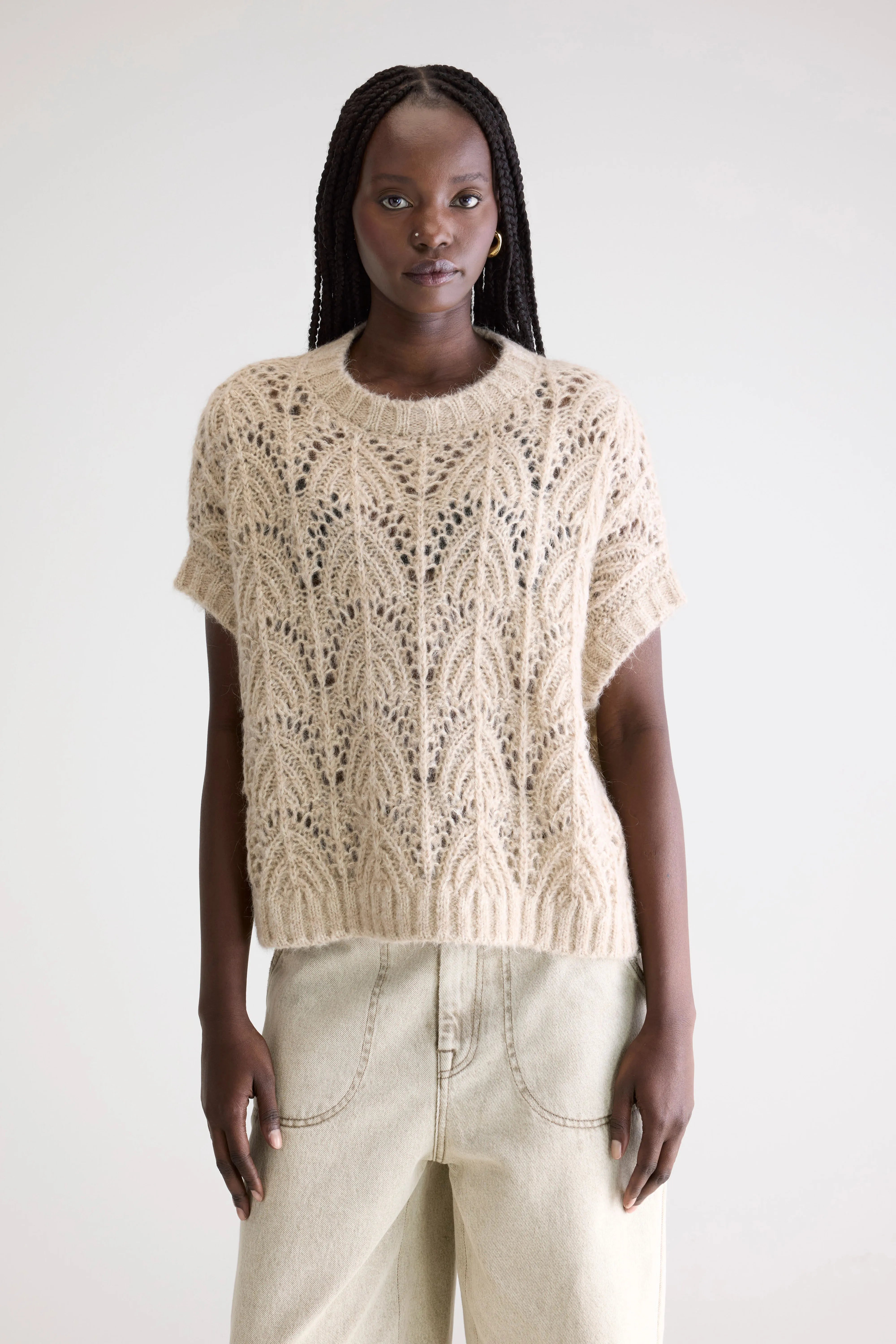 Noffy Mouwloos Sweatshirt - Mastic / Off white / Stone Voor Dames | Bellerose