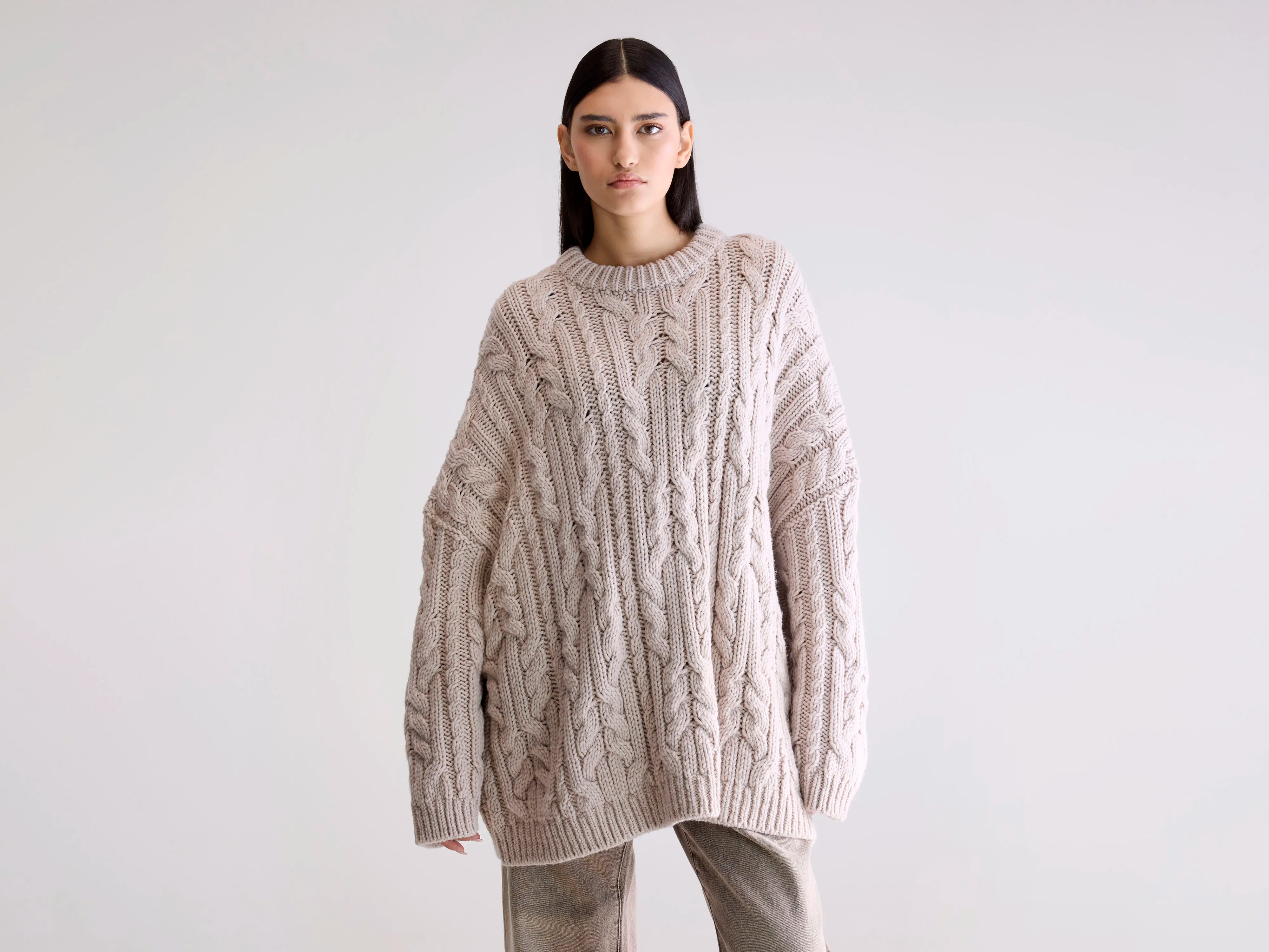 Nesk cable knit sweater  (252 / W / SABLE)