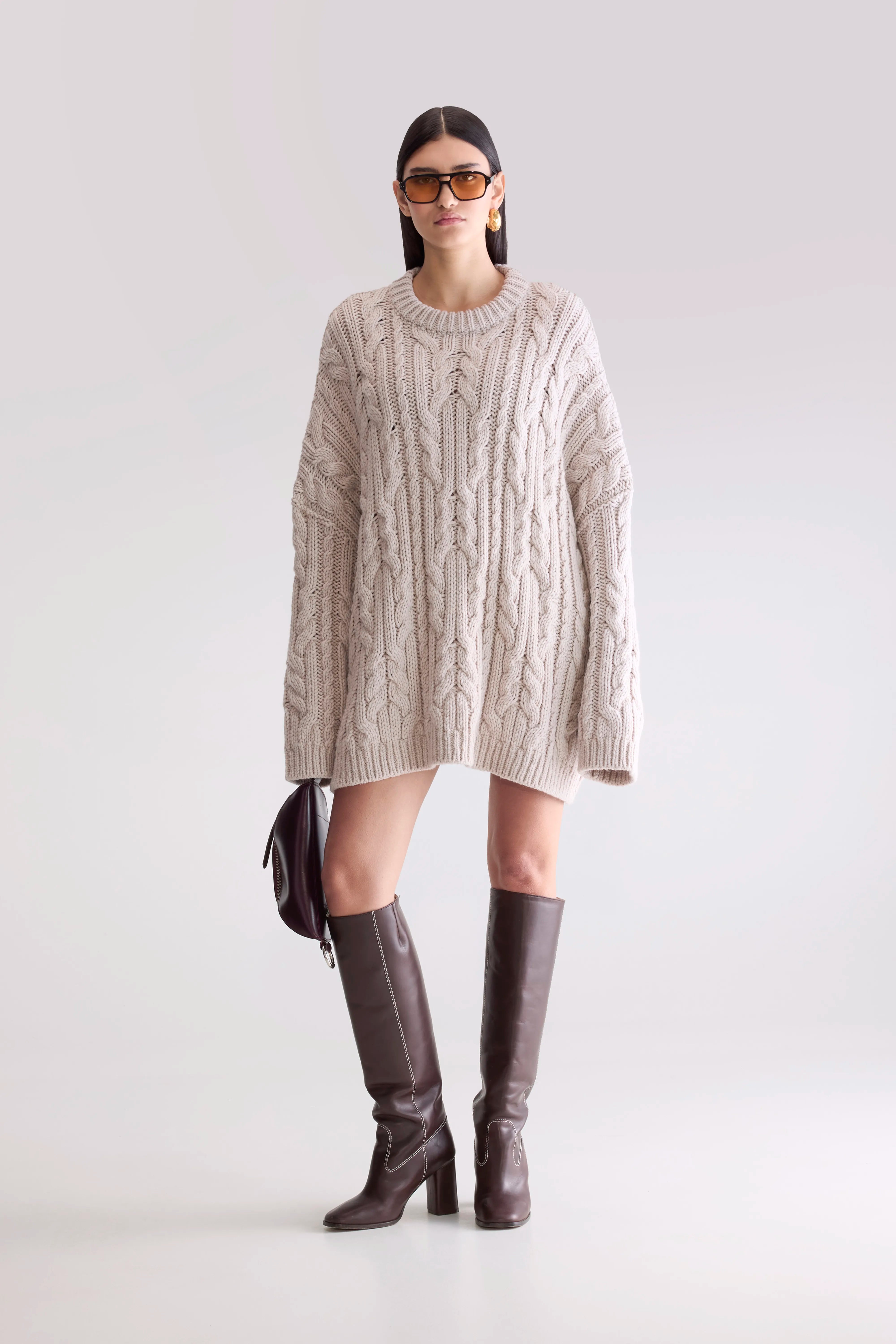 Nesk Cable Knit Sweater - Sable For Women | Bellerose
