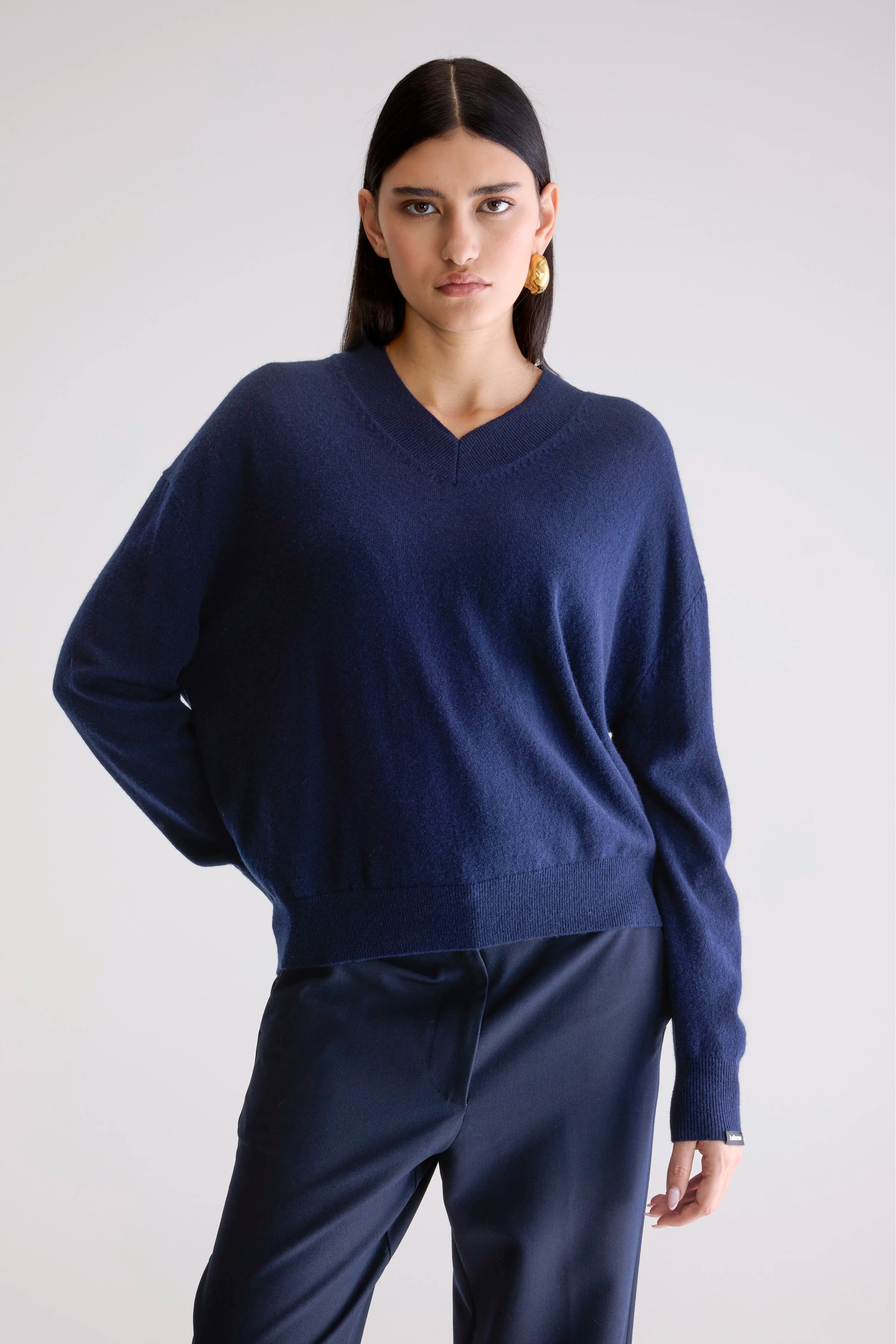 Slax Kasjmier Trui Met V-hals - Navy Voor Dames | Bellerose