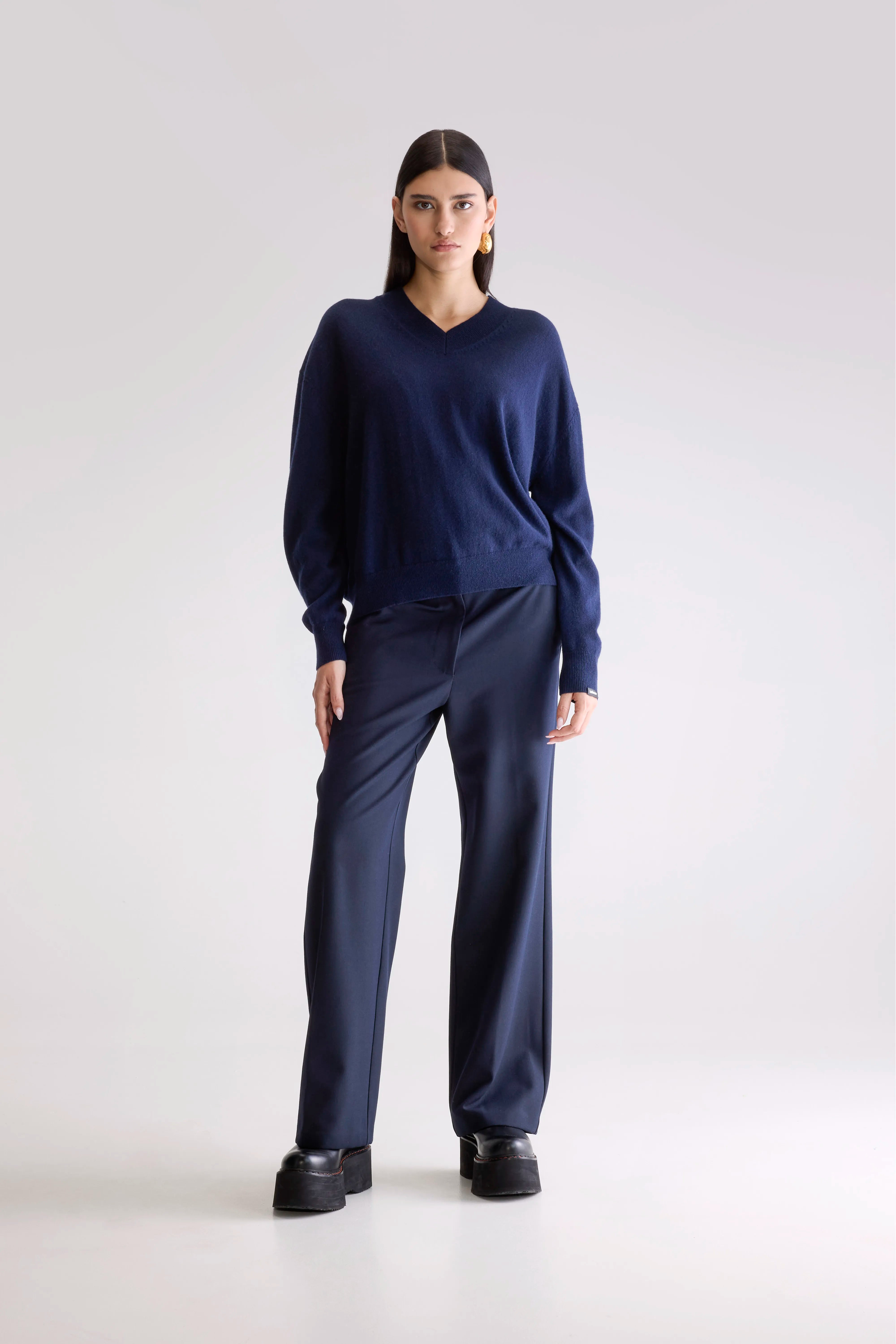 Slax Kasjmier Trui Met V-hals - Navy Voor Dames | Bellerose