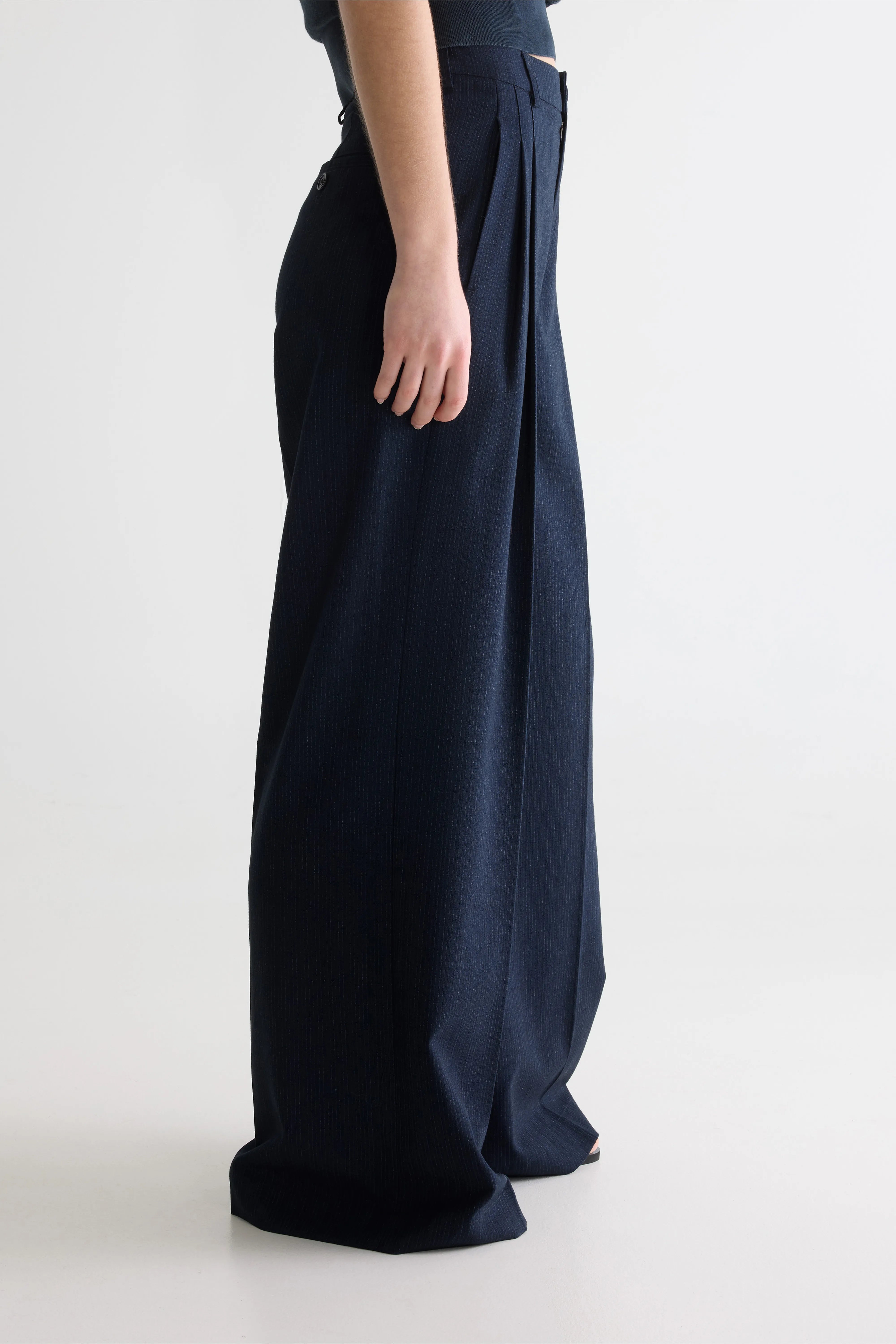 Pantalon De Tailleur Large Volkert - Ecru / Navy Pour Femme | Bellerose