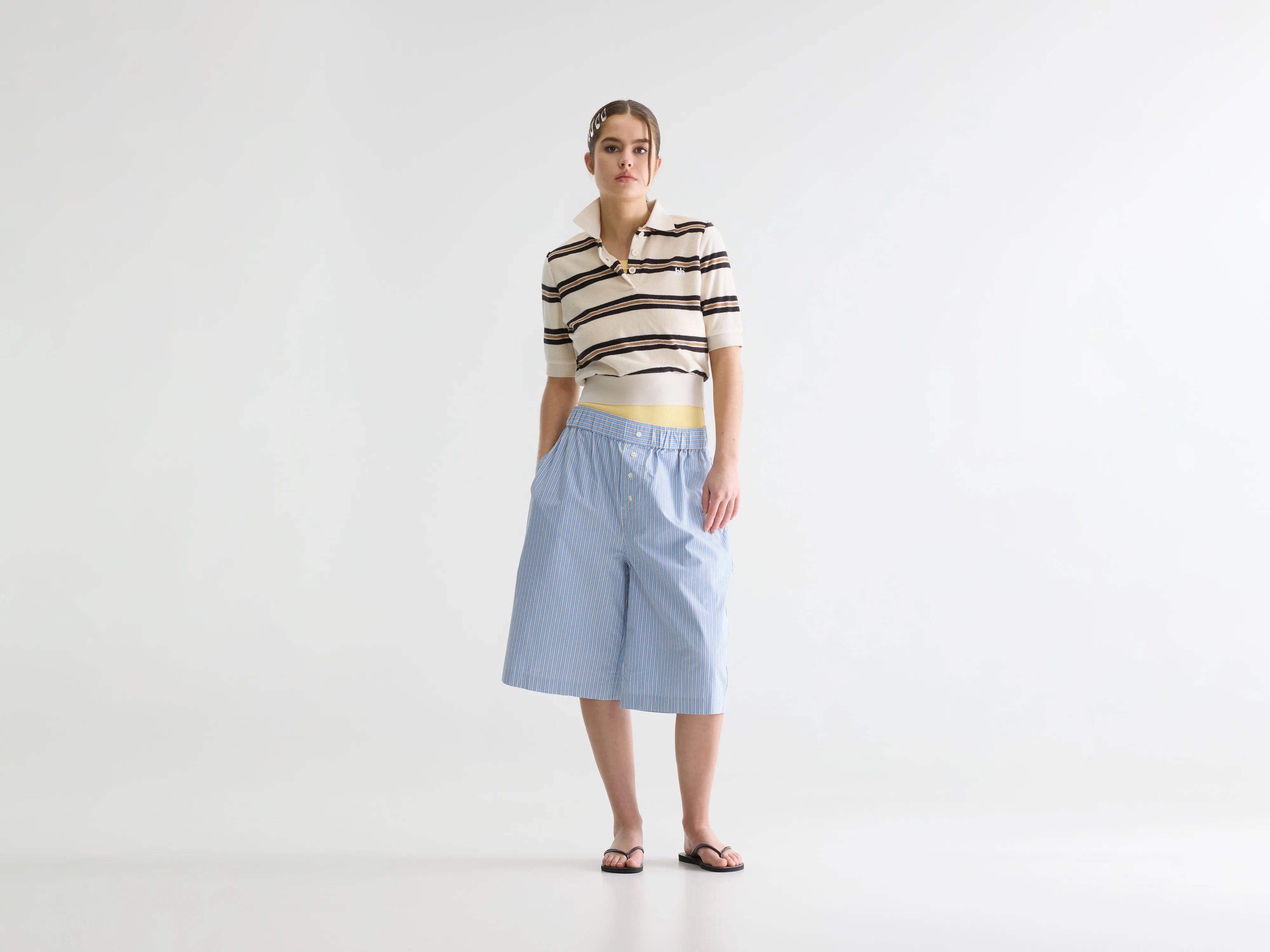 Short long à rayures Geena (261 / W / STRIPE B)