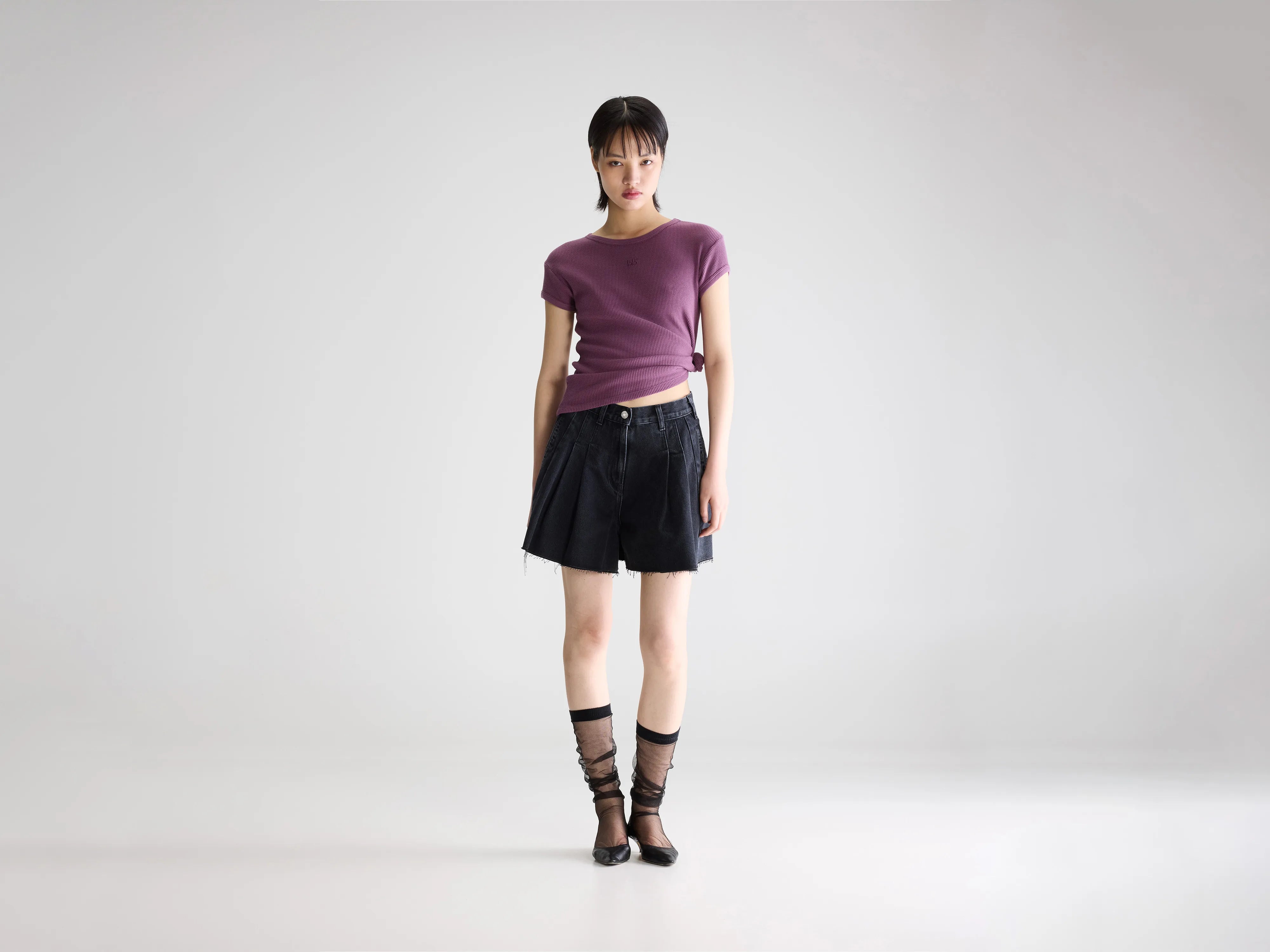 Short large en denim Presley (261 / W / USED BLACK)