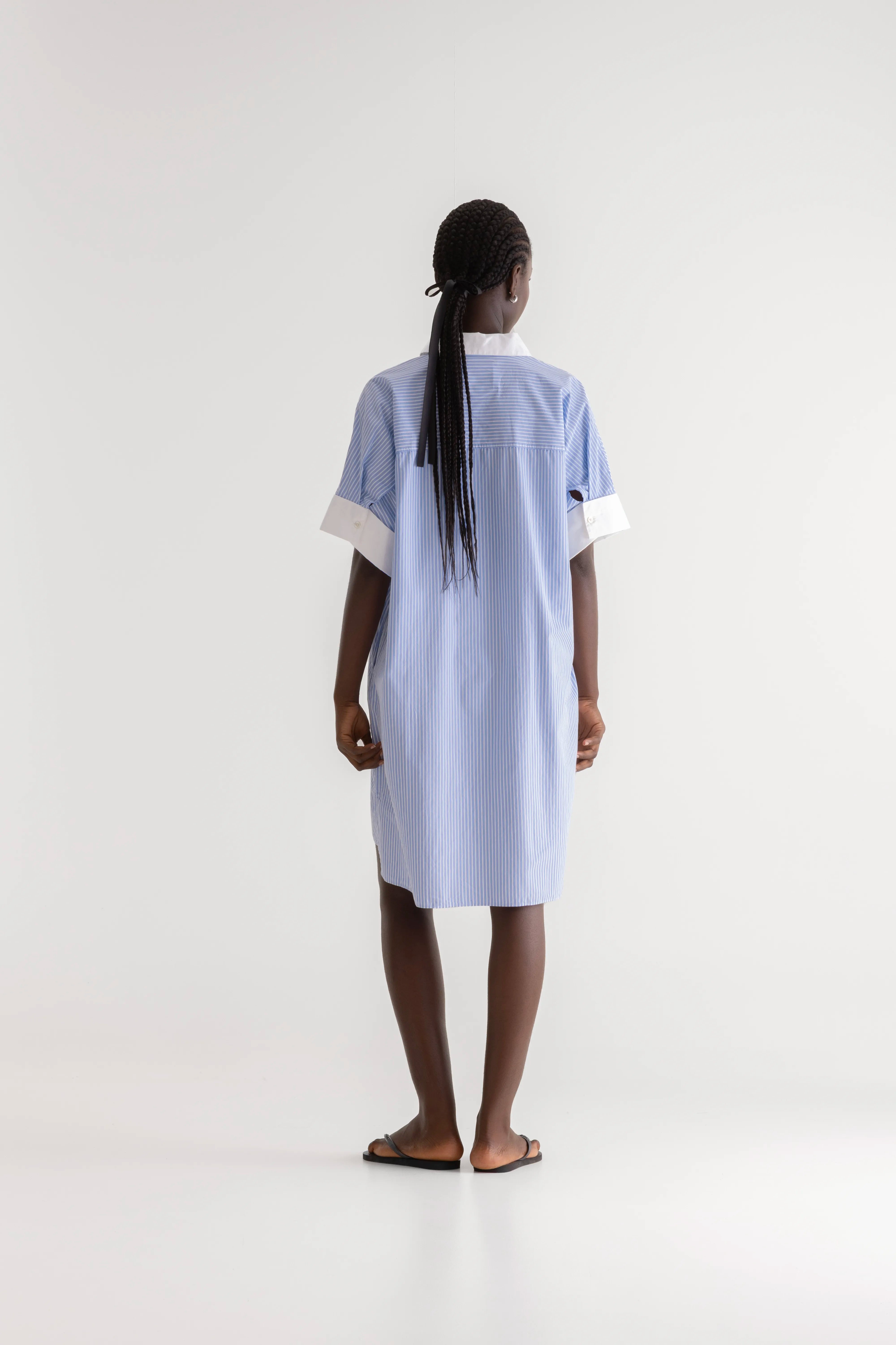 jisoo blue dress Women's Shirt Dress with Long Sleeves and Button Placket – Wilfred Smith main image 1