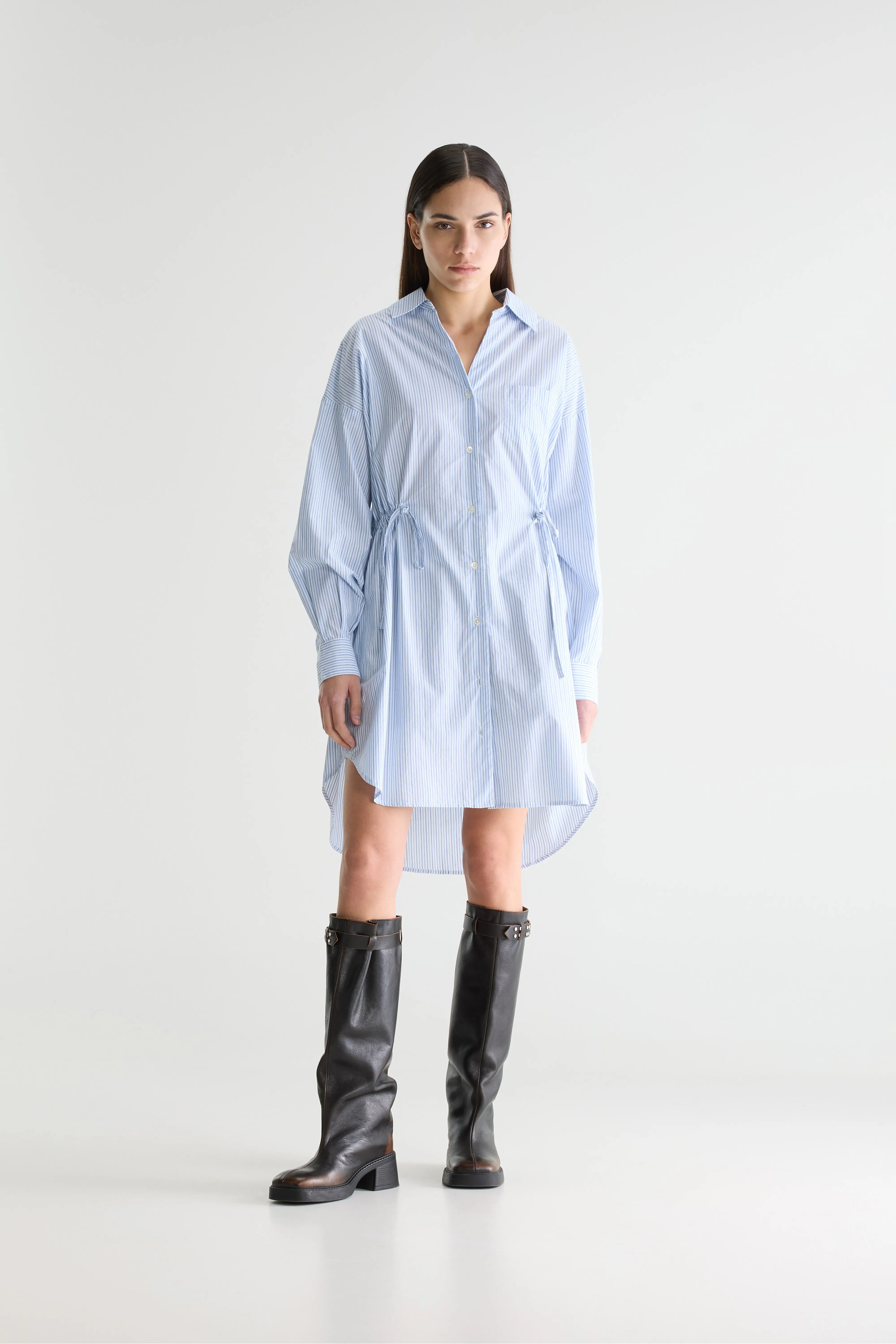 Coney Shirt Dress - Blue shirt / Meteorite / White For Women | Bellerose