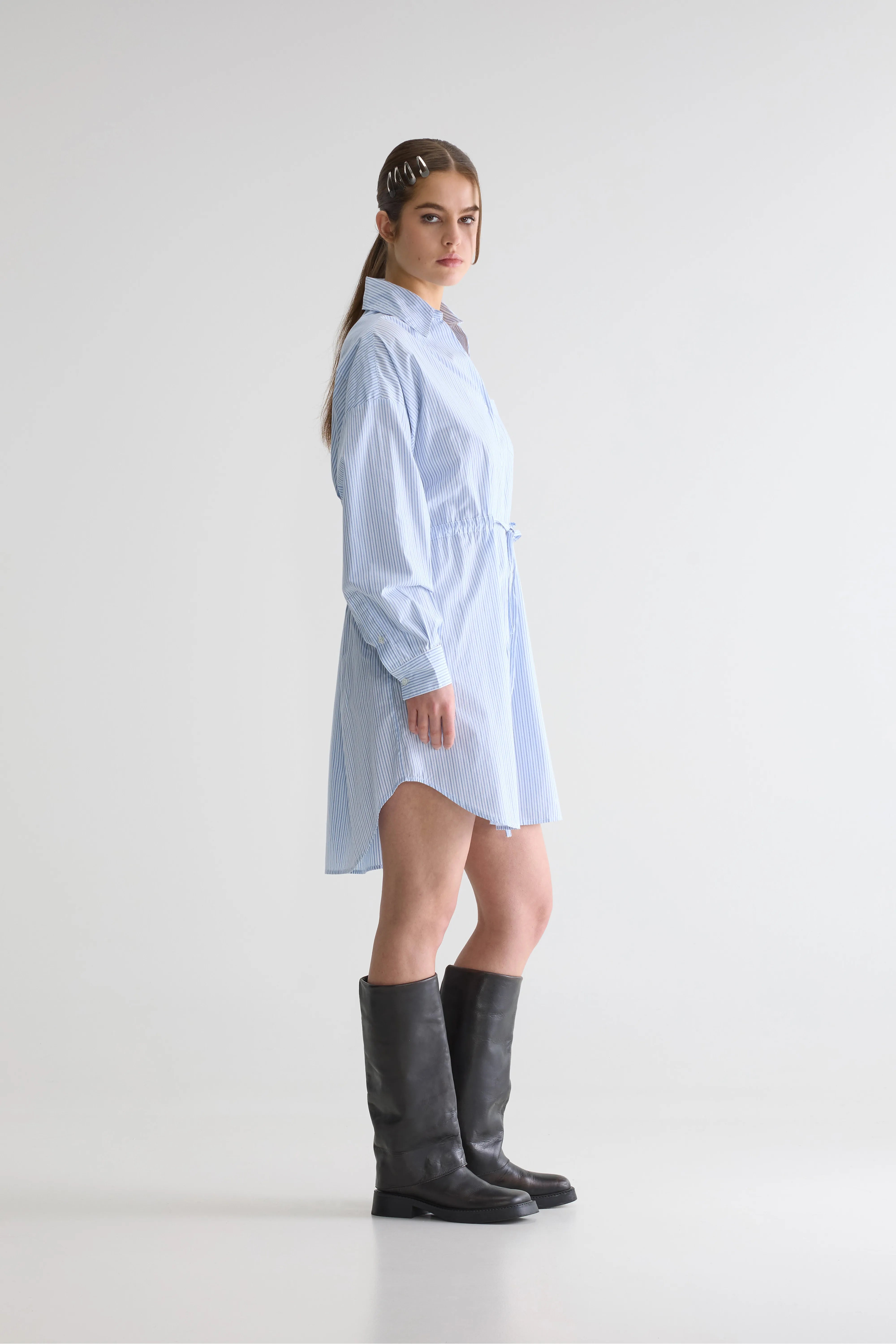 Robe-chemise À Rayures Coney - Blue shirt / Meteorite / White Pour Femme | Bellerose