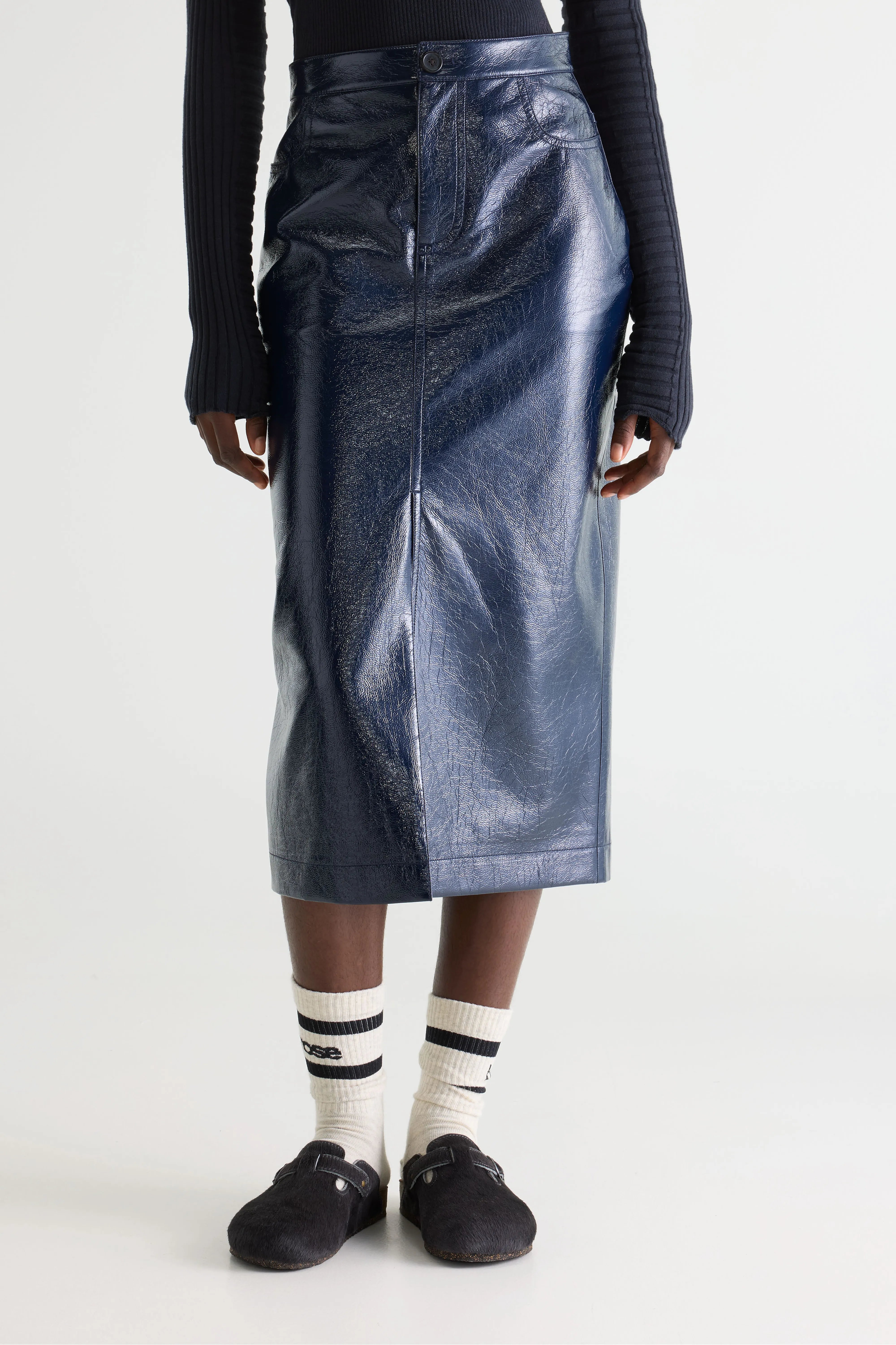 Jupe midi de couleur unie pour femmes en Bleu - PEPICA Jupe midi de couleur unie pour femmes en Bleu - PEPICA