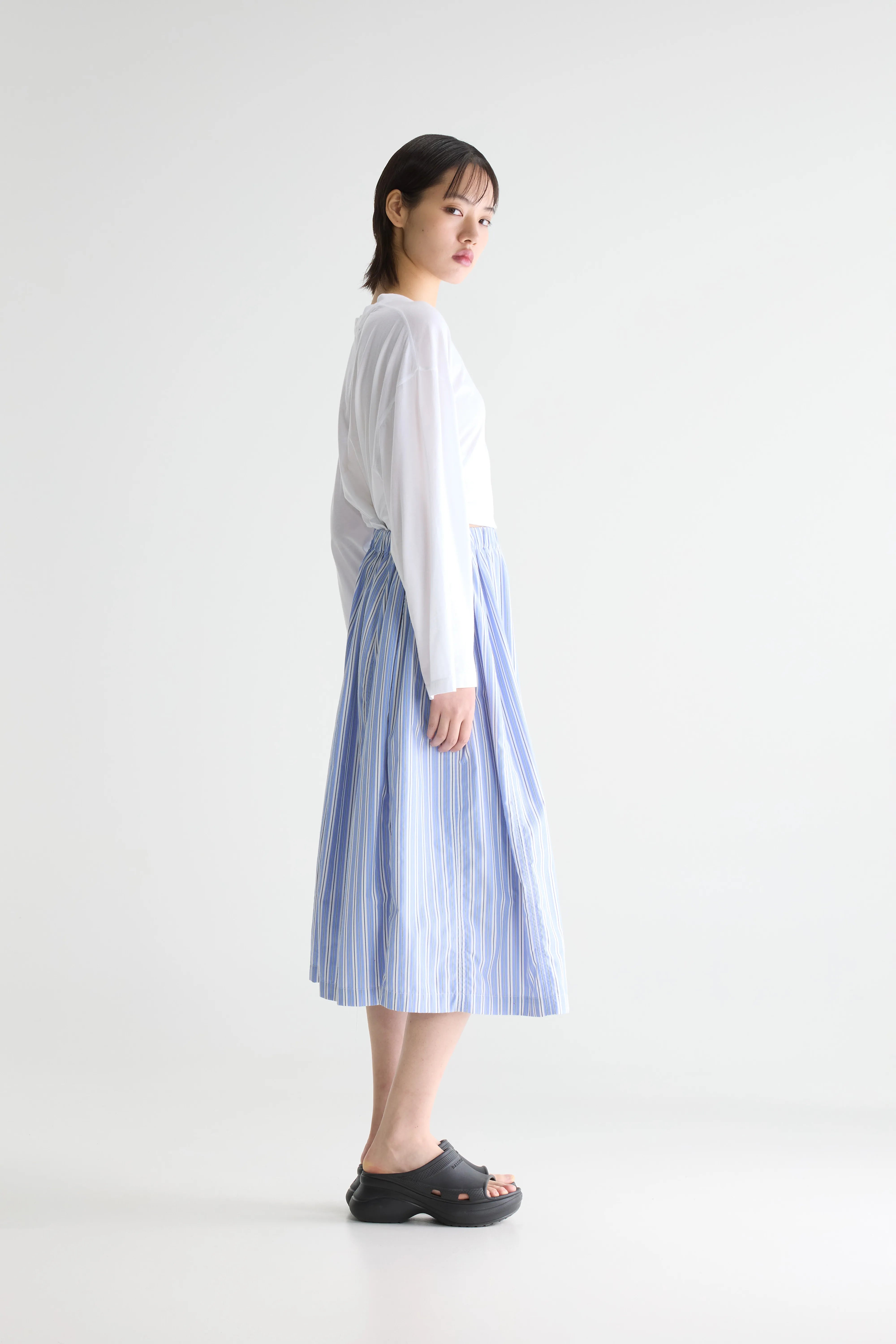 Cinley Striped Midi Skirt - Cream / Iris bloom / Meteorite For Women | Bellerose