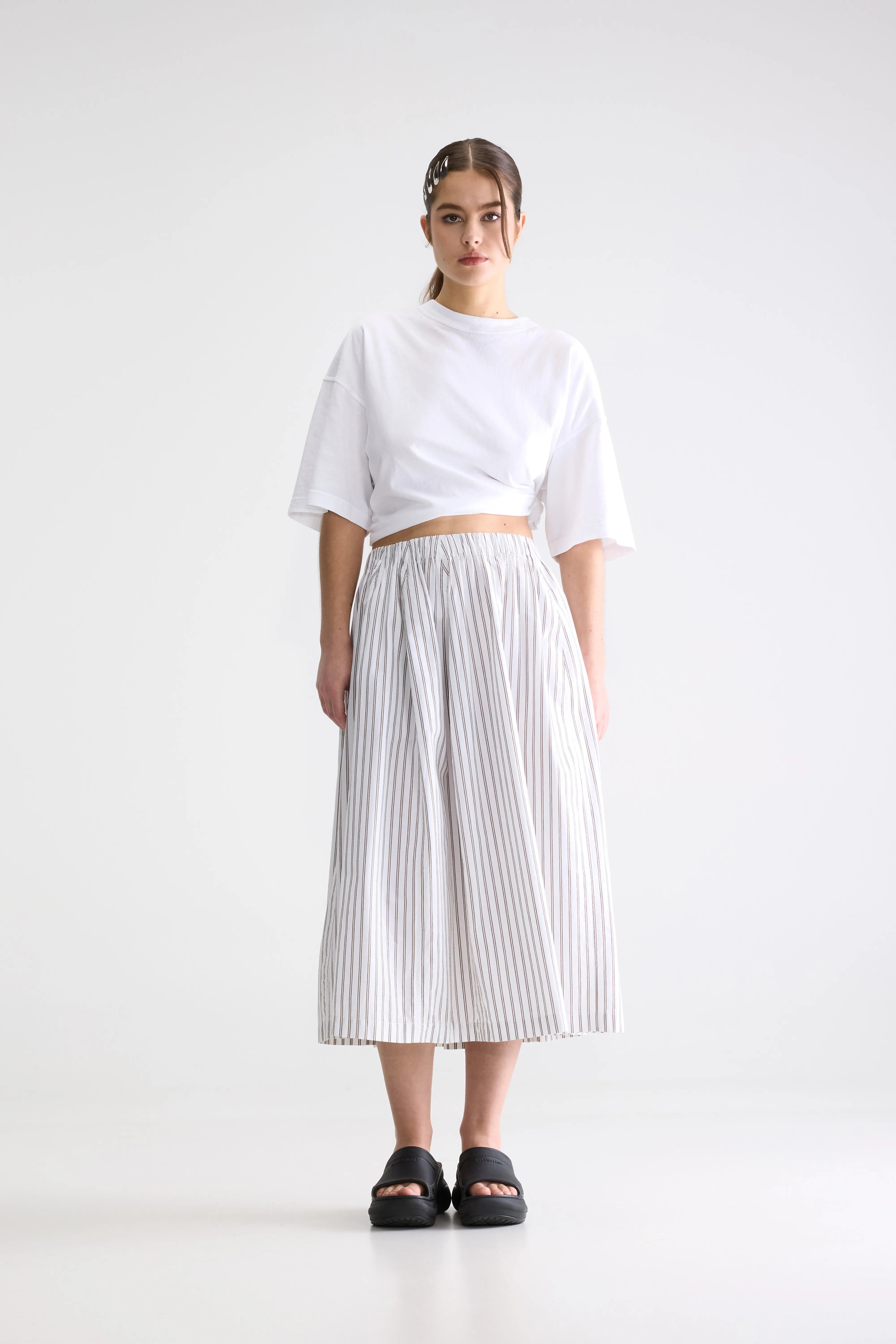 Cinley Gestreepte Midi-rok - Latte / Vintage white Voor Dames | Bellerose