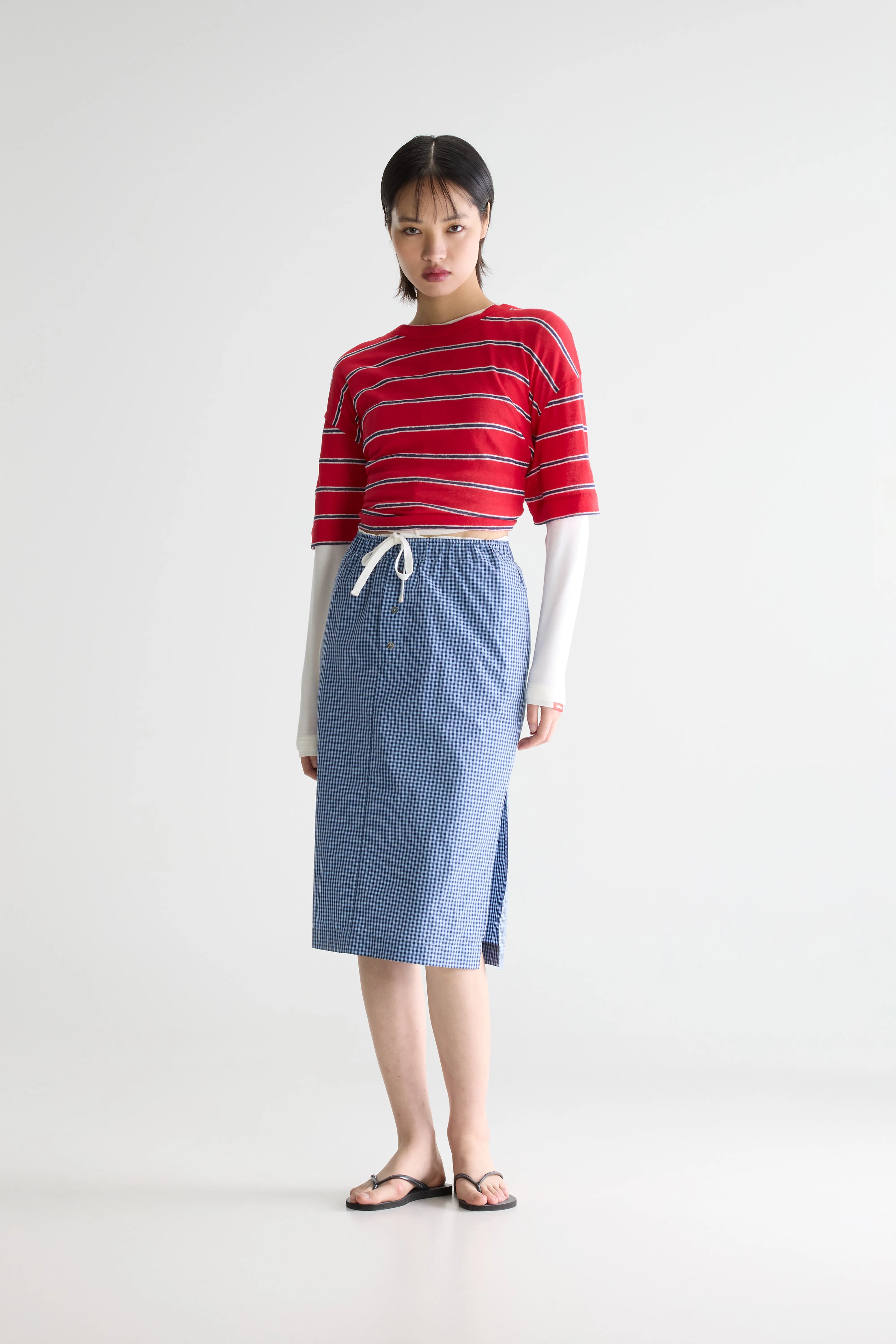 Sarina Gingham Midi-rok - Blue shirt / Orage / Worker Voor Dames | Bellerose