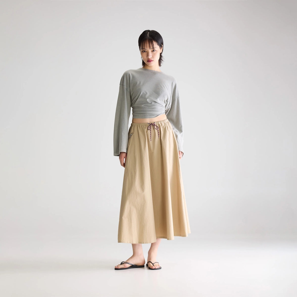[L’Appartement GOOD GRIEF!] I LINE SKIRT Beige a-line midi skirt for women | Bellerose