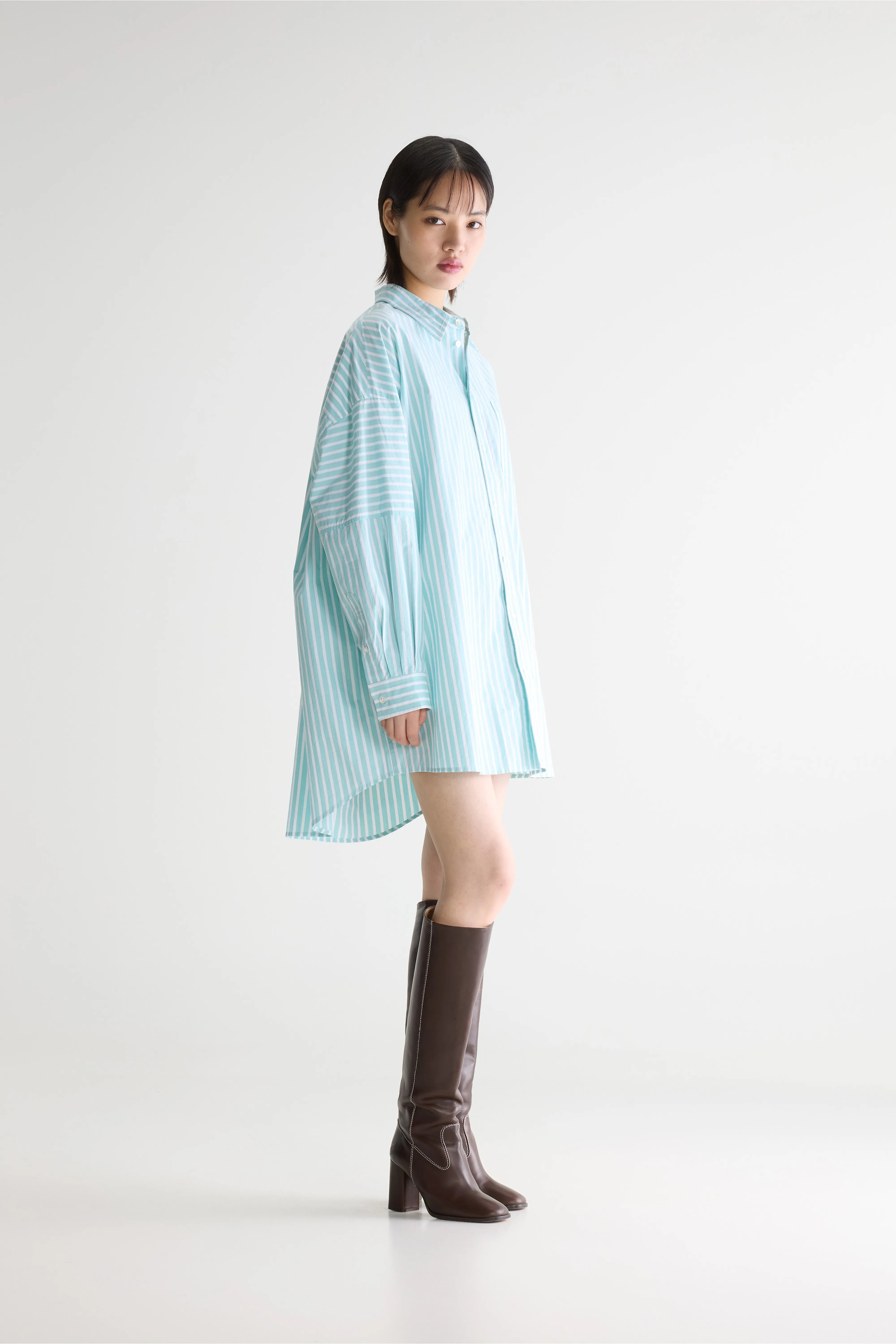 Jinner Striped Shirt Dress - Limelight / Reef waters For Women | Bellerose