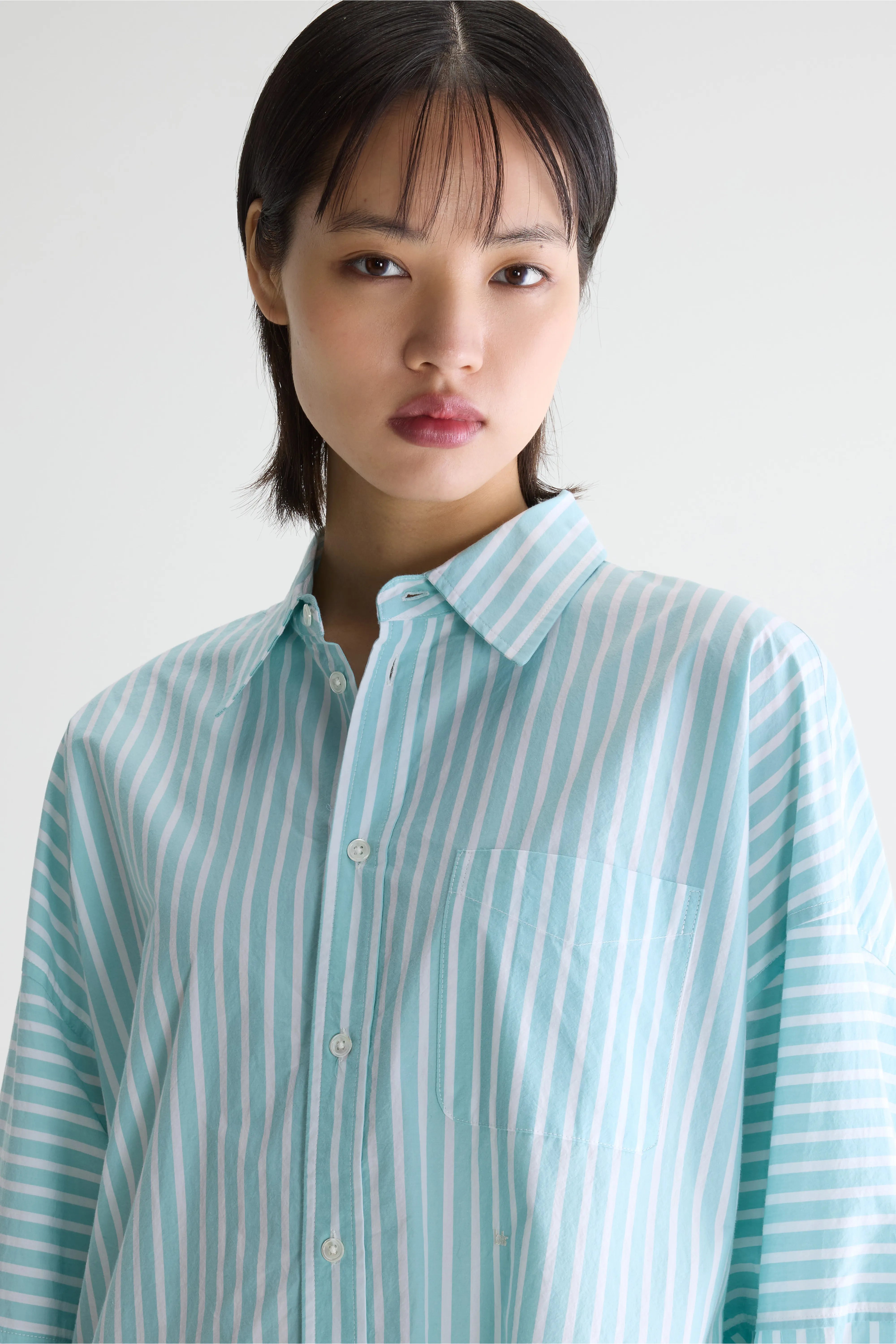 Jinner Striped Shirt Dress - Limelight / Reef waters For Women | Bellerose