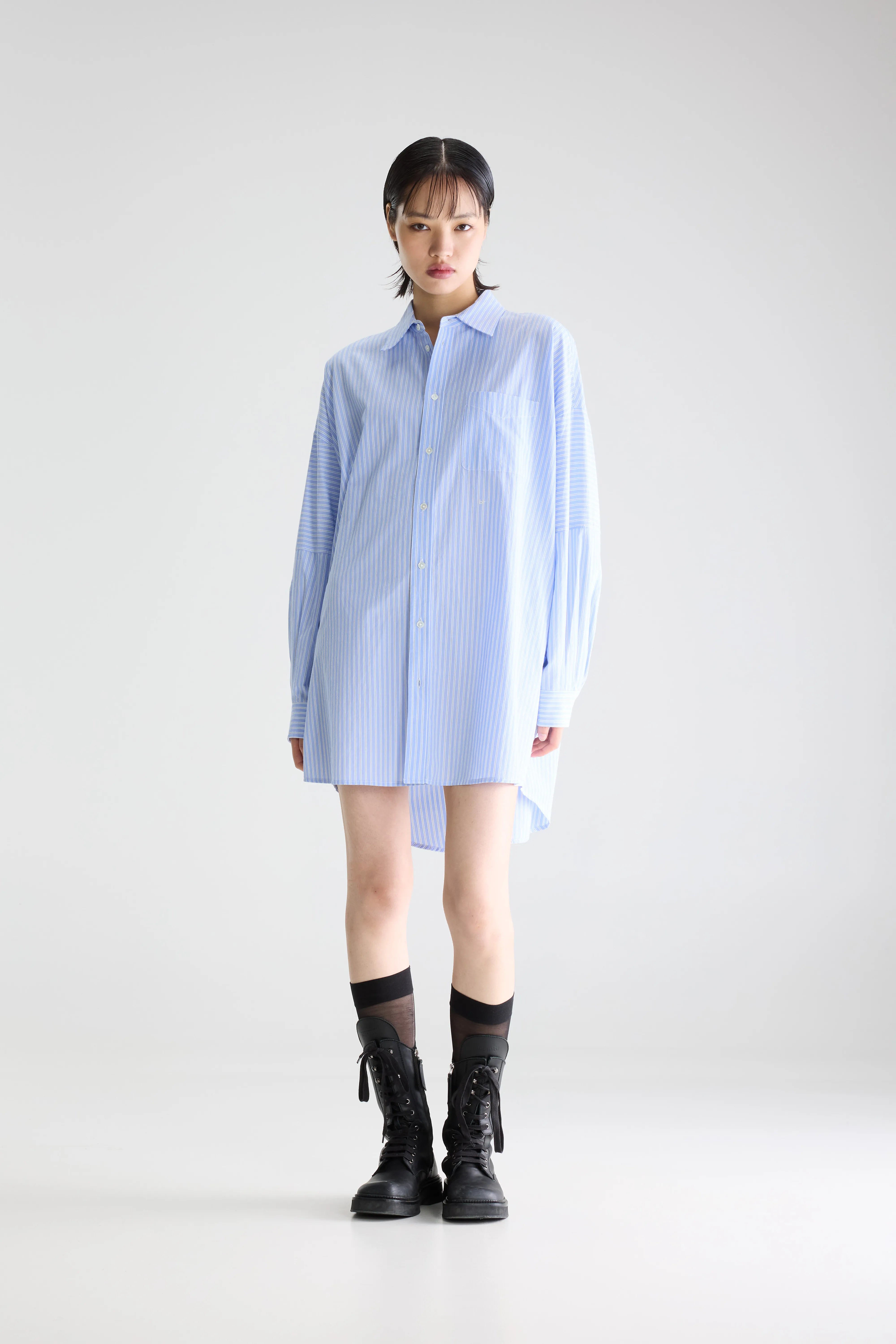 Jinner Striped Shirt Dress - Blue shirt / Navy / White For Women | Bellerose