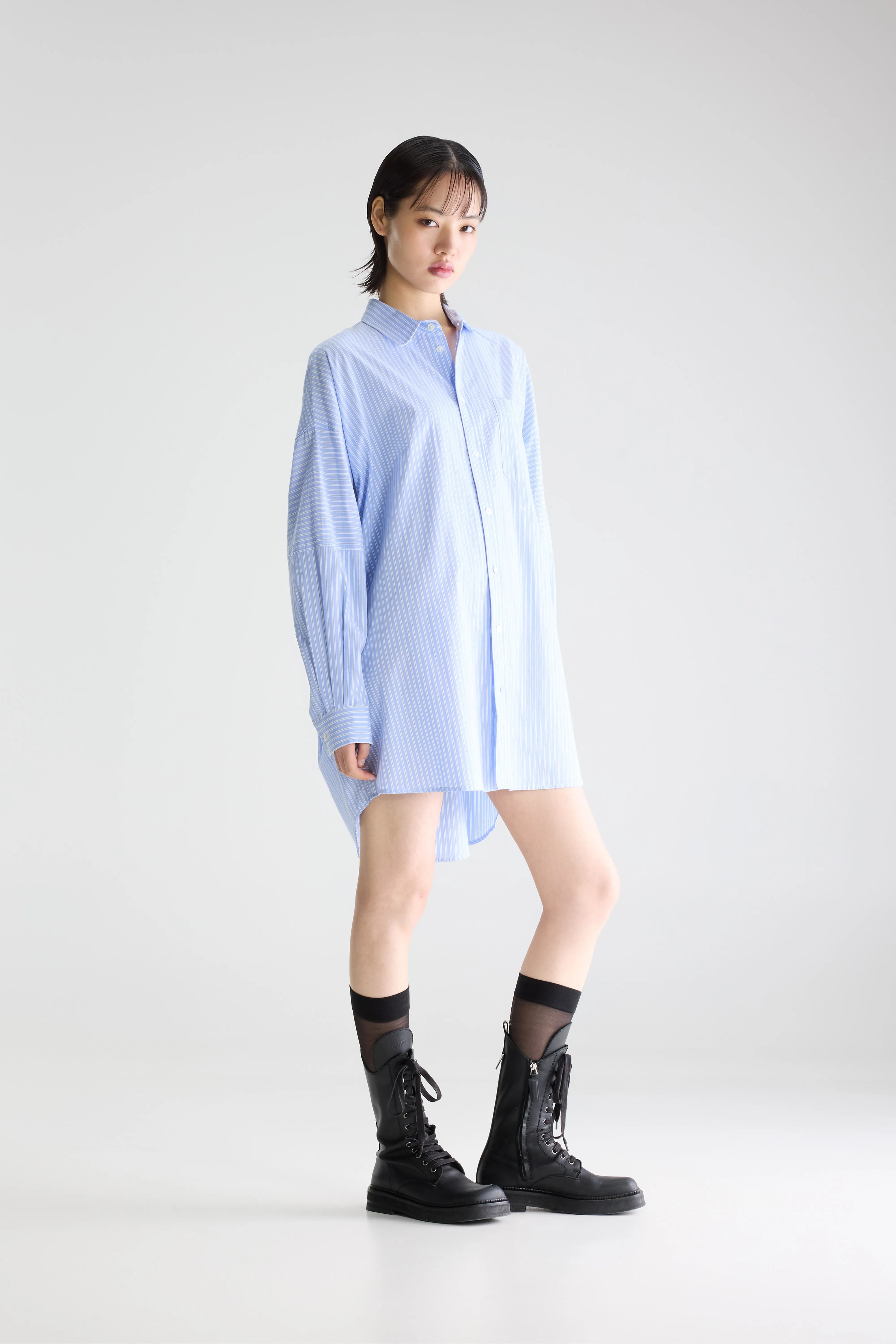 Jinner Striped Shirt Dress - Blue shirt / Navy / White For Women | Bellerose