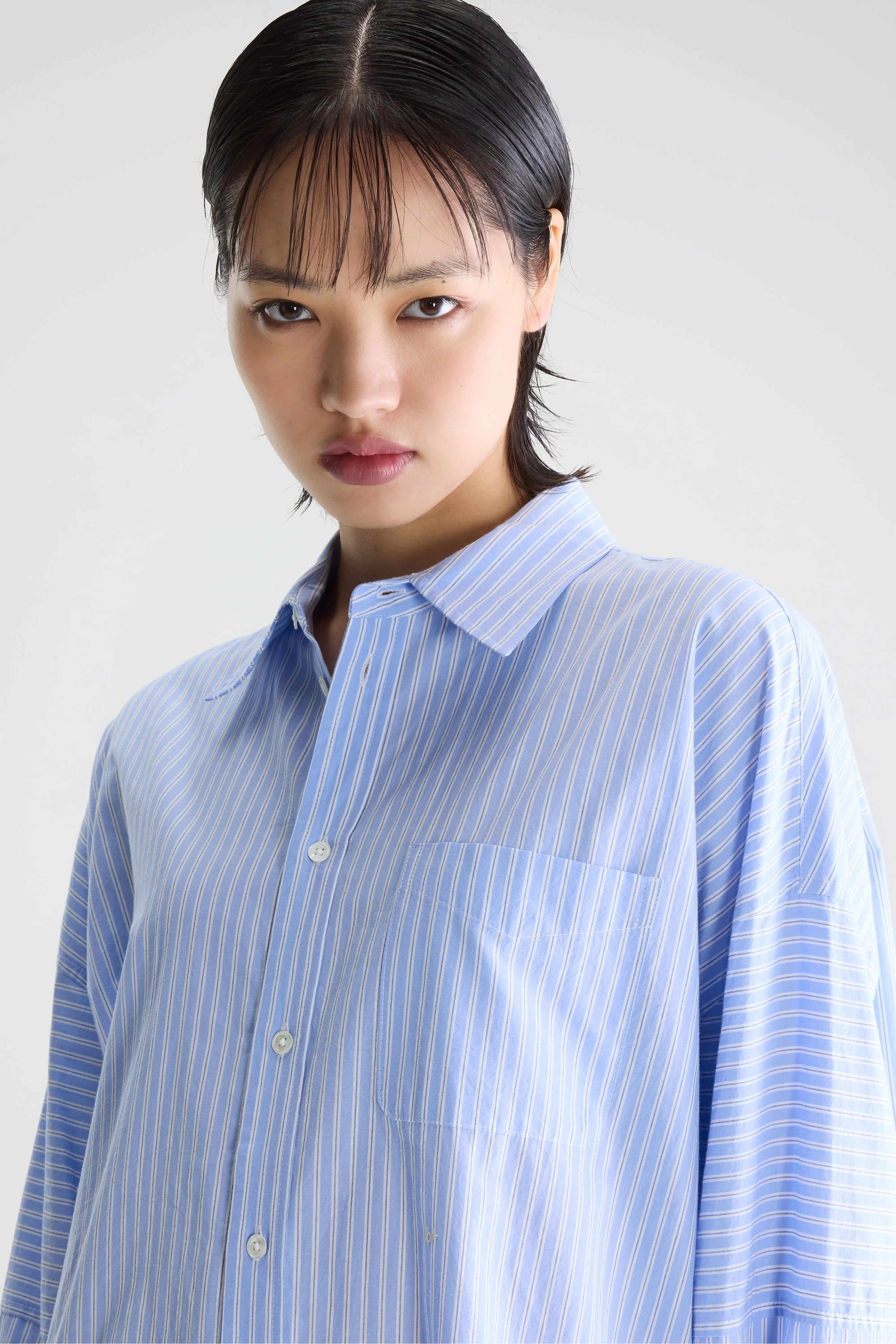 Jinner Striped Shirt Dress - Blue shirt / Navy / White For Women | Bellerose