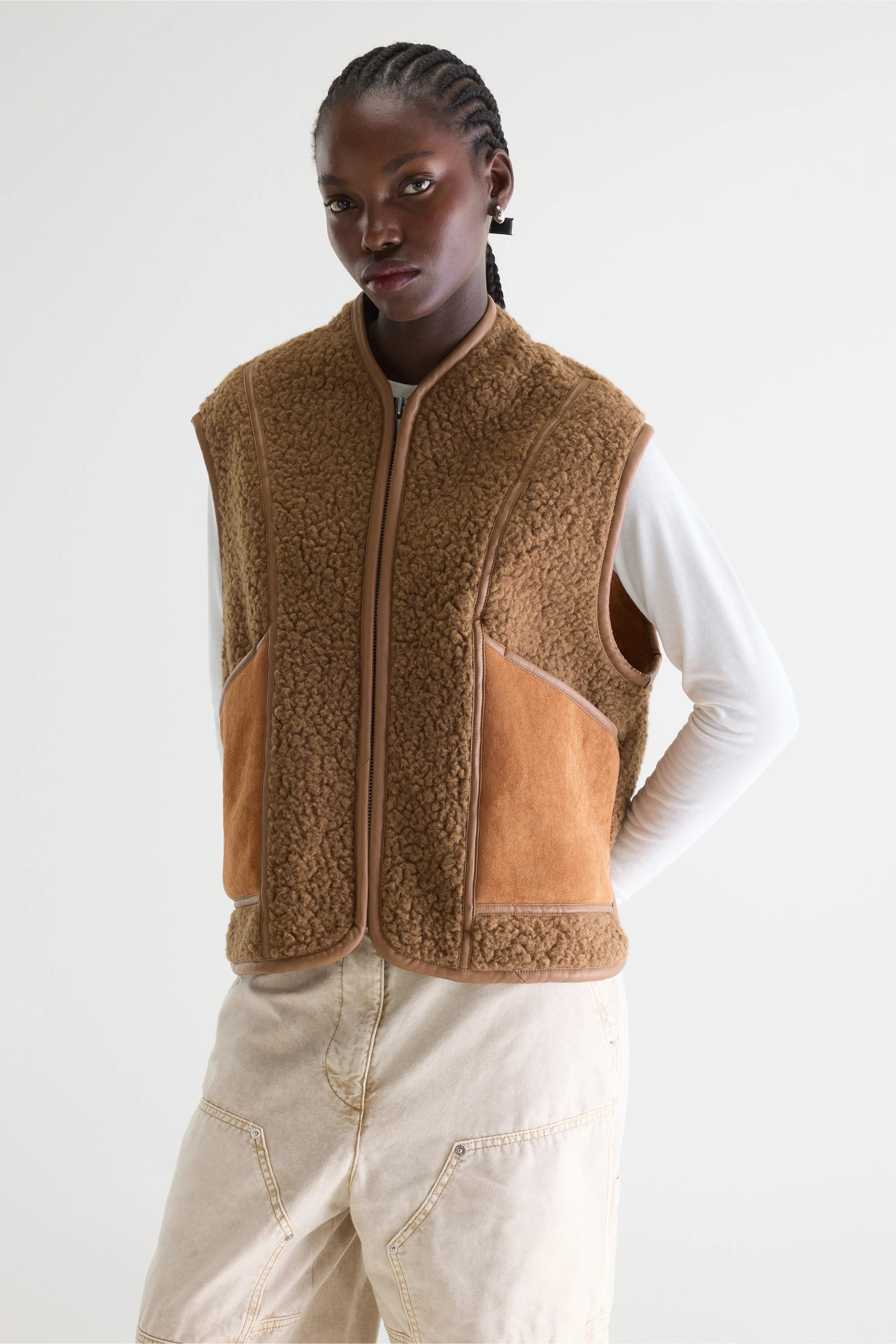 Jinas Shearling Bodywarmer - Brown / Camel Voor Dames | Bellerose