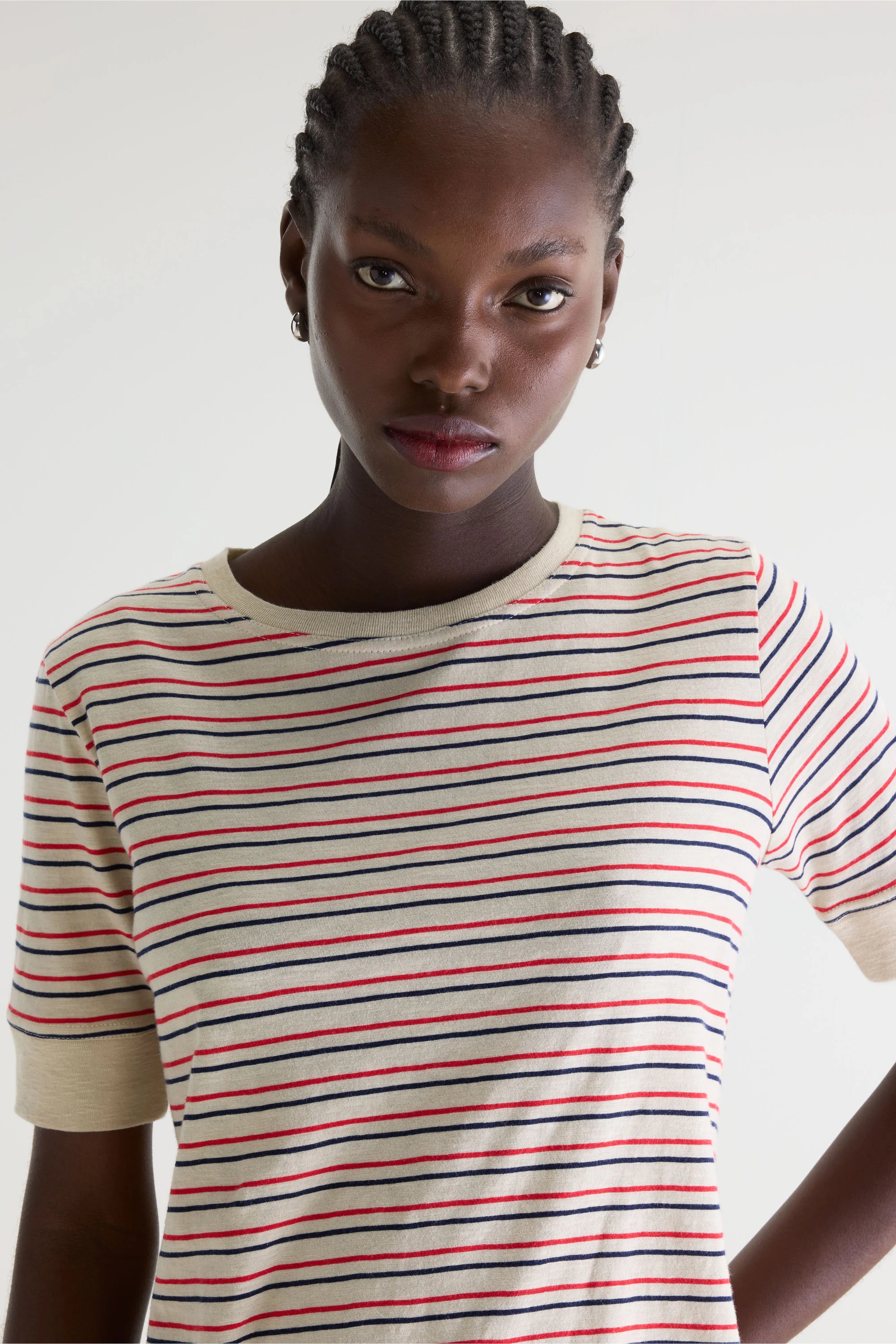 T-shirt Slim À Rayures Cias - Ecru / Massai red / Royal blue Pour Femme | Bellerose