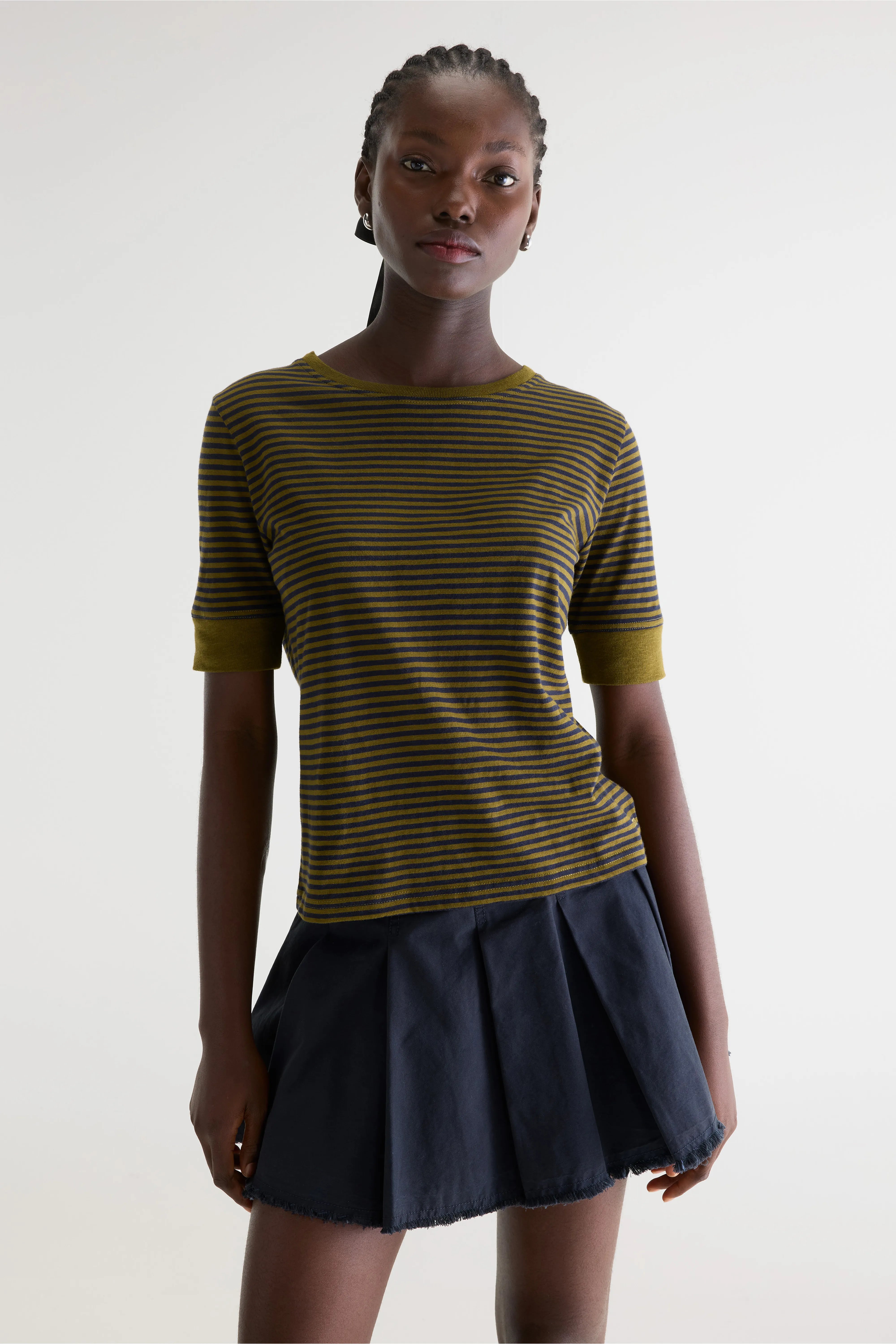 T-shirt Slim À Rayures Cias - Navy / Olive Pour Femme | Bellerose