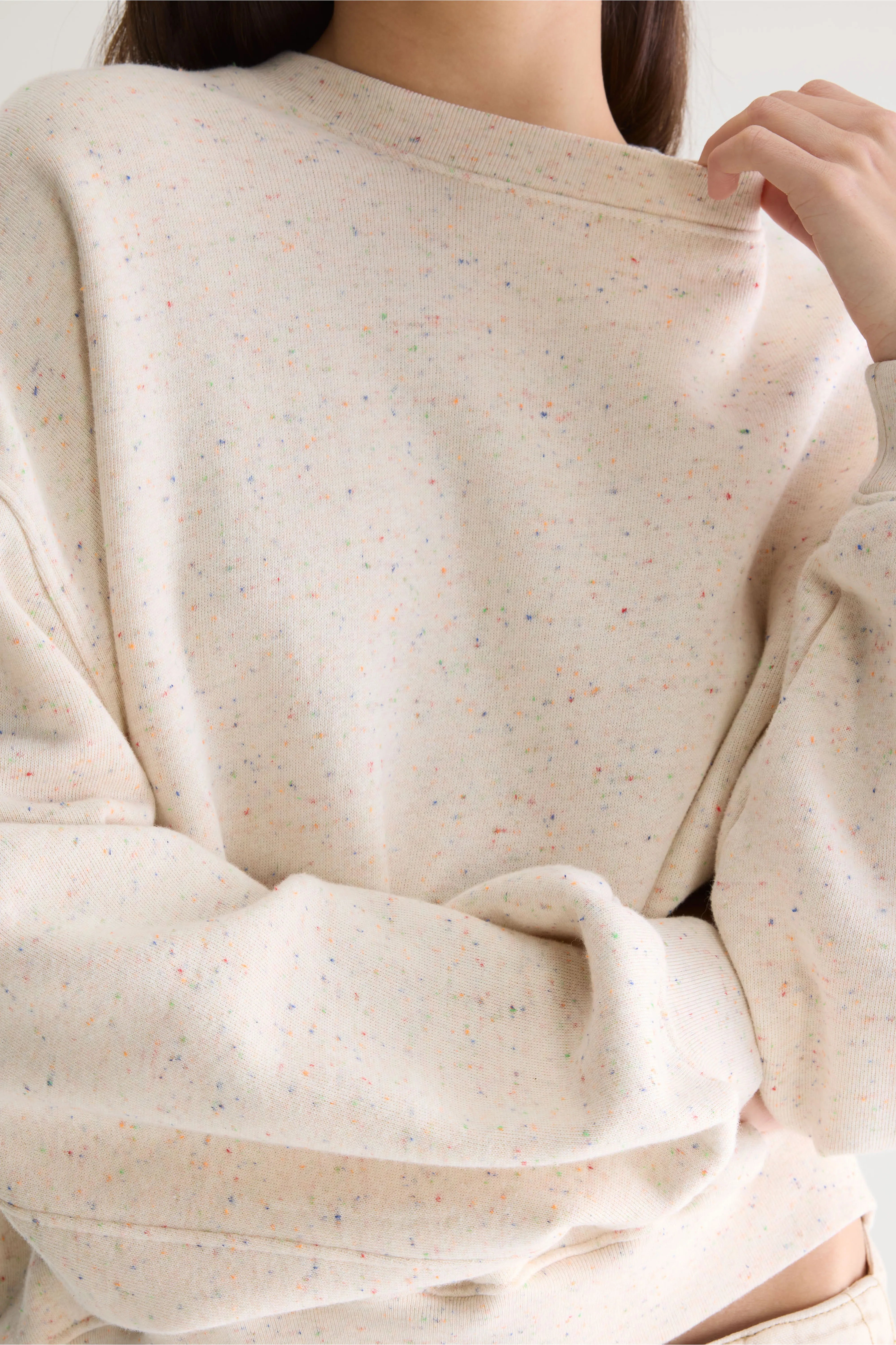 Fancy Cropped Sweatshirt Met Ronde Hals - Ecru / Orange / Royal blue Voor Dames | Bellerose