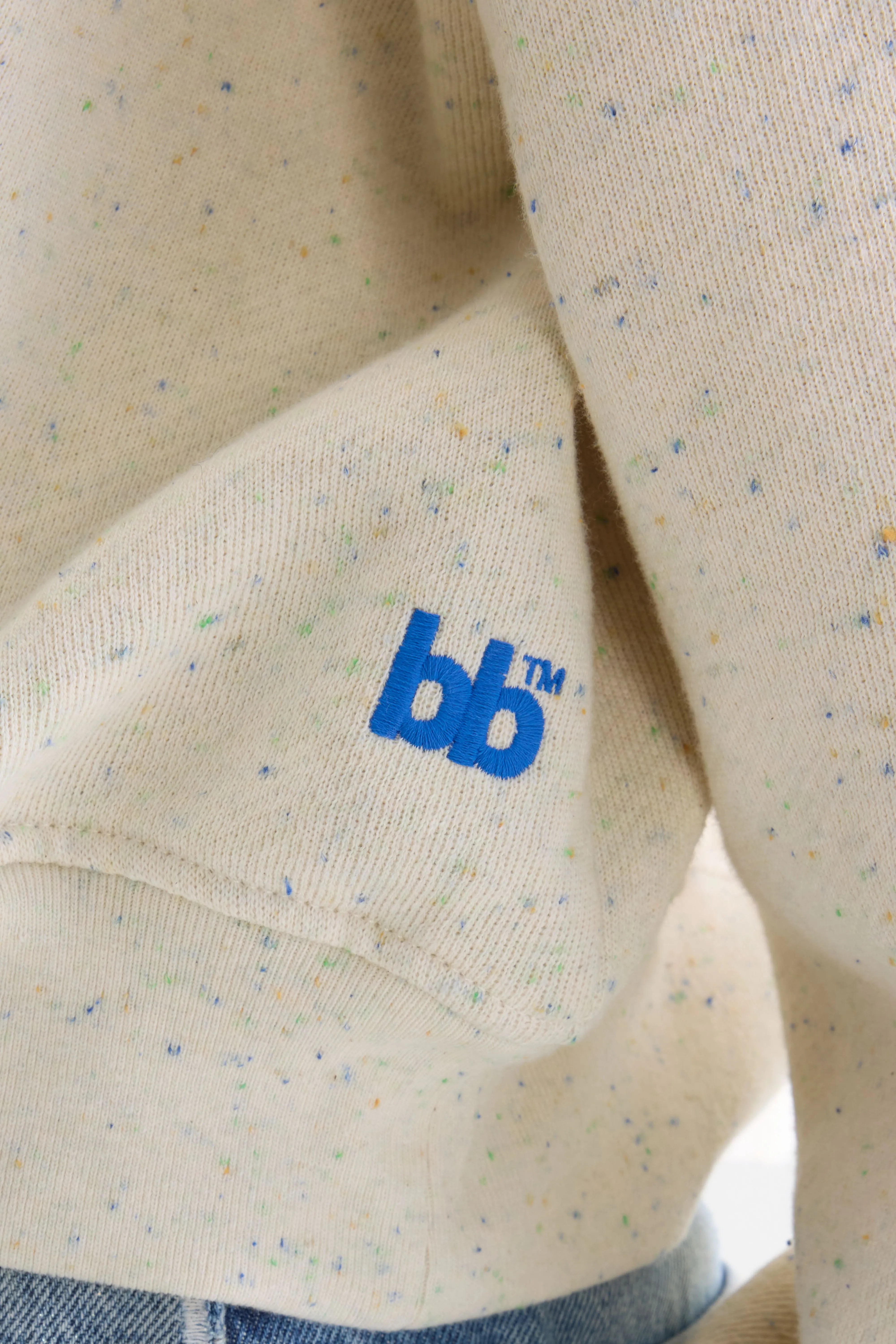 Fancy Cropped Crewneck Sweatshirt - Ecru / Fluo green / Royal blue For Women | Bellerose