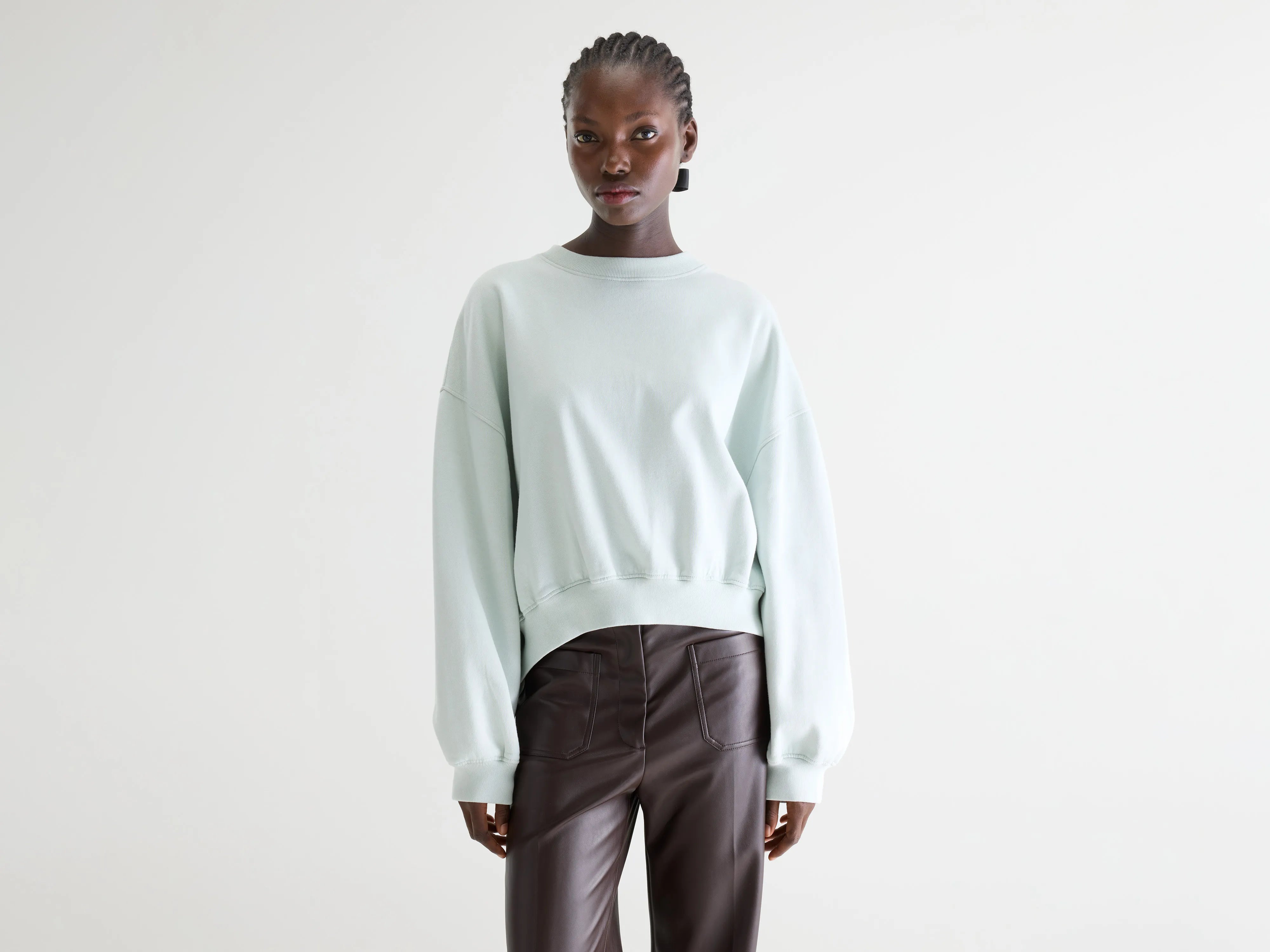 Fancy cropped crewneck sweatshirt (261 / W / AGUA VERDE)
