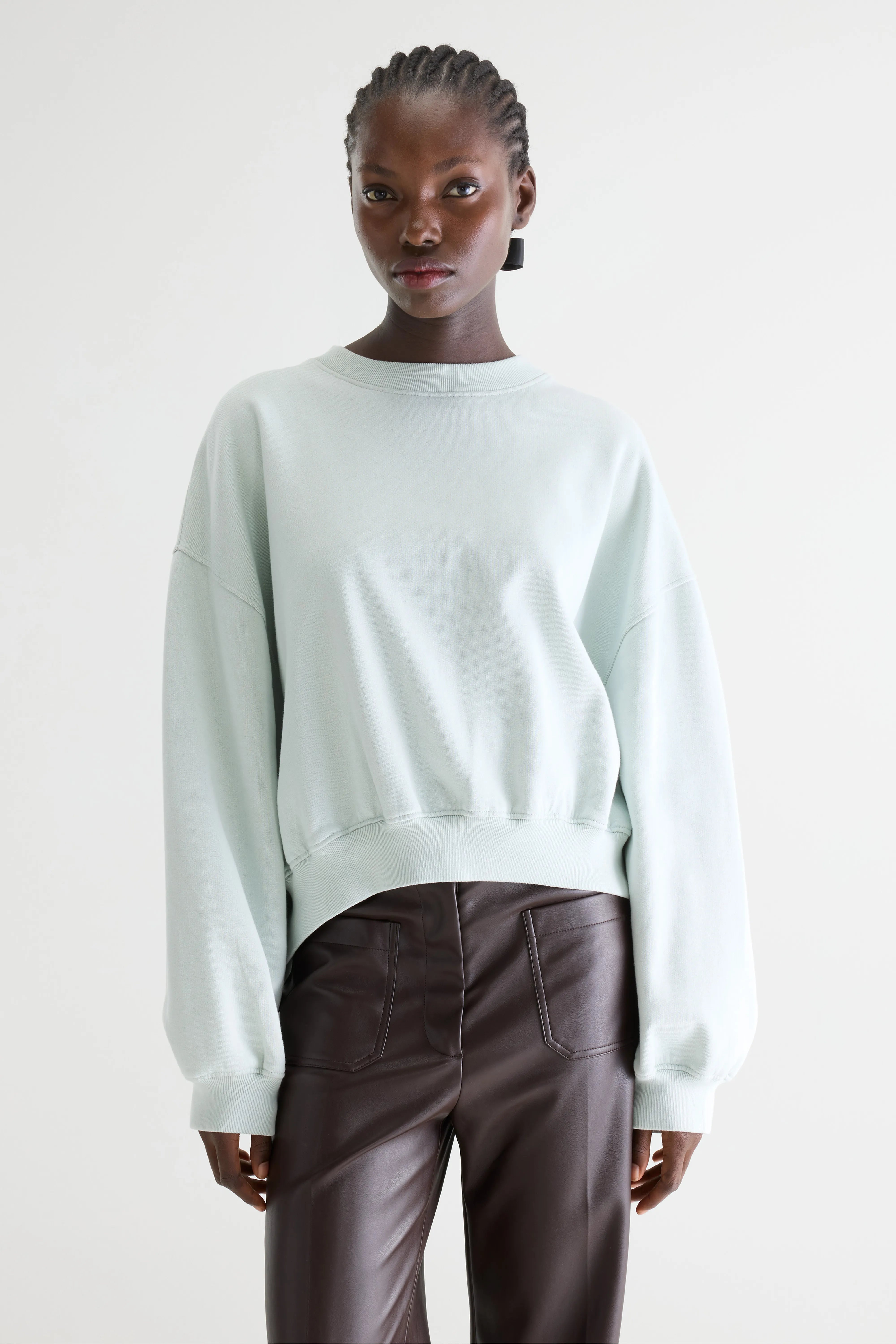 Fancy cropped crewneck sweatshirt (261 / W / AGUA VERDE)