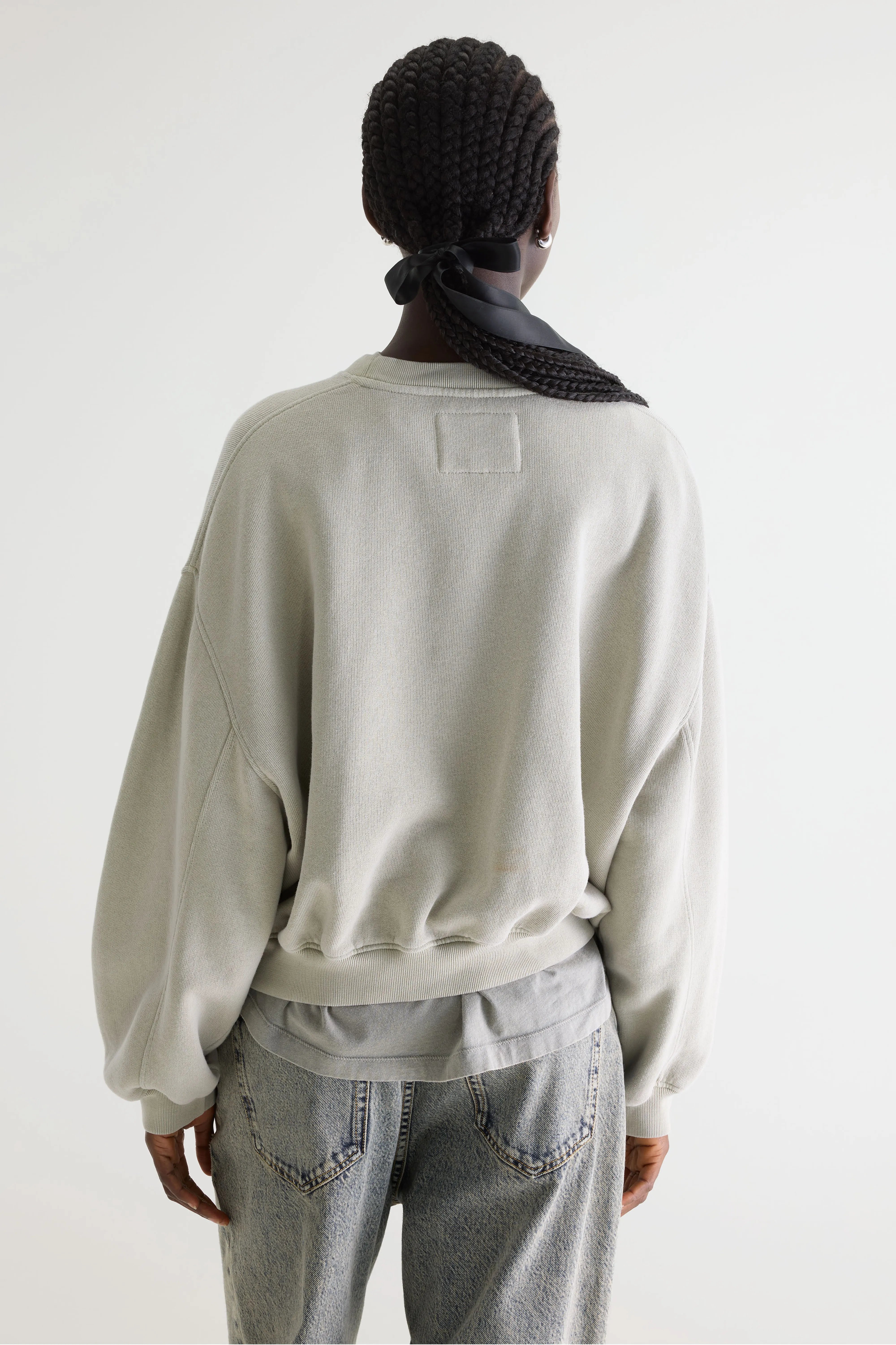 Fancy cropped sweatshirt met ronde hals (261 / W / JADEITE)