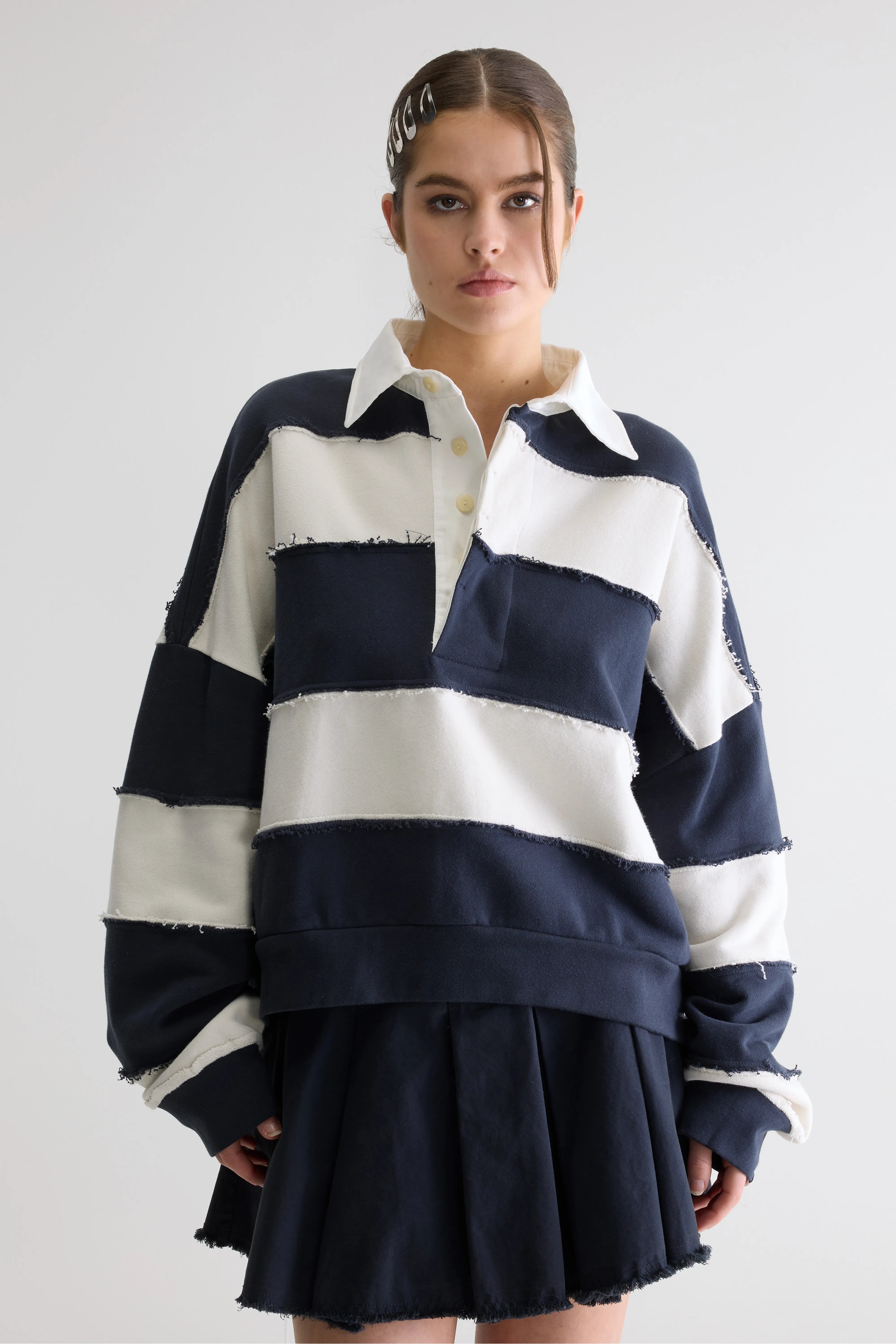 Furen Gestreept Rugbysweatshirt - Lotus / Navy Voor Dames | Bellerose