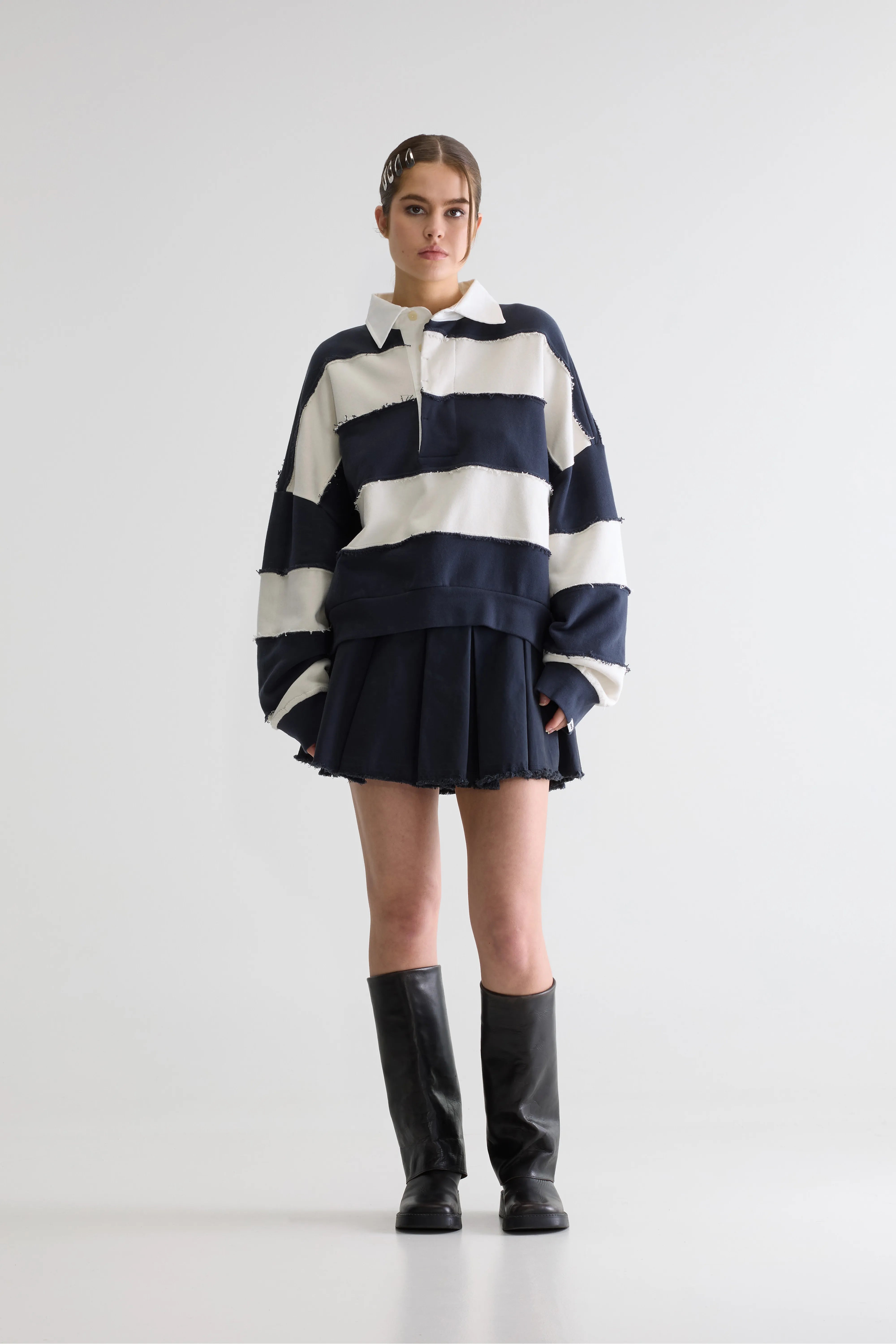 Furen Gestreept Rugbysweatshirt - Lotus / Navy Voor Dames | Bellerose