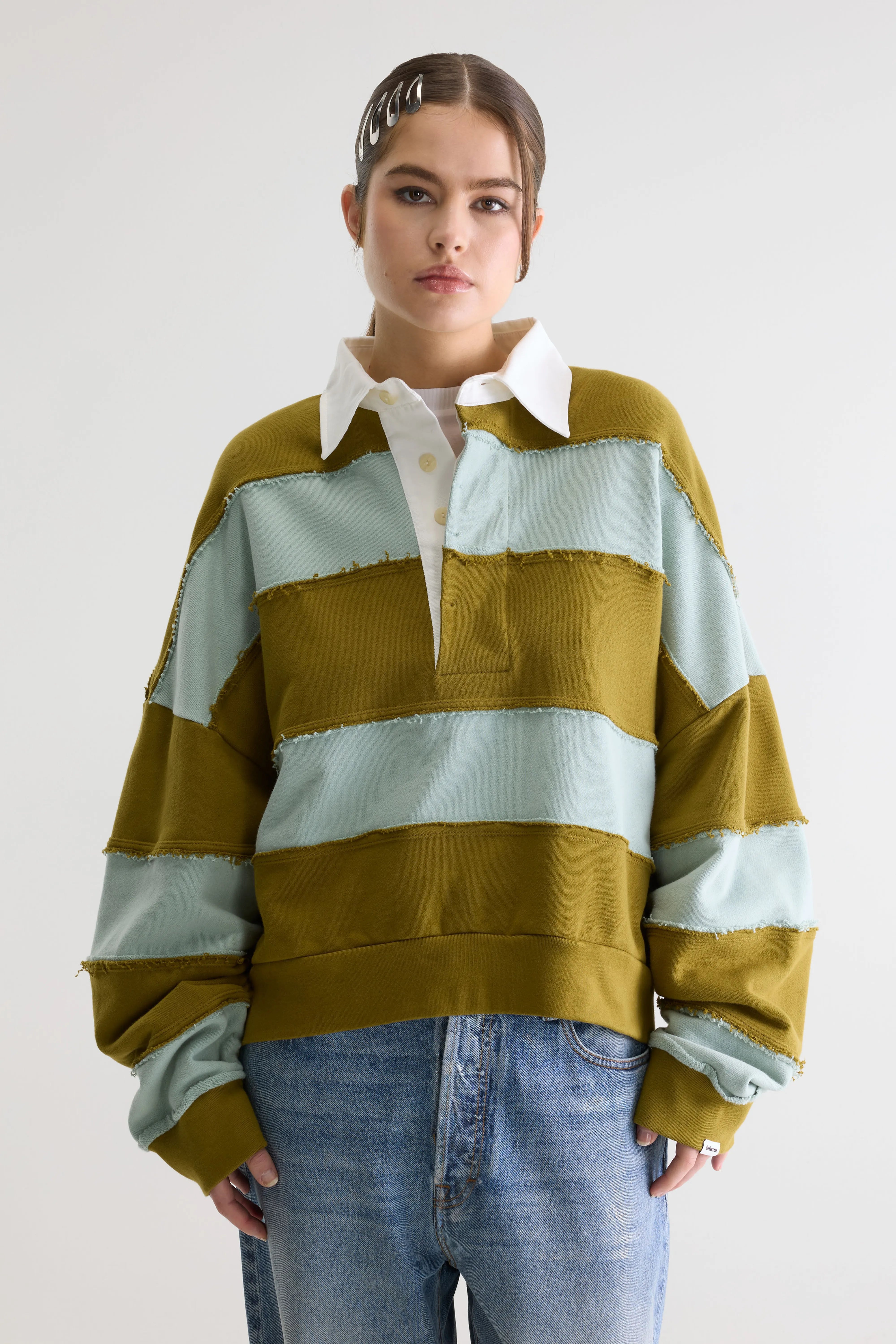 Furen Striped Rugby Sweatshirt - Jadeite / Vetiver For Women | Bellerose