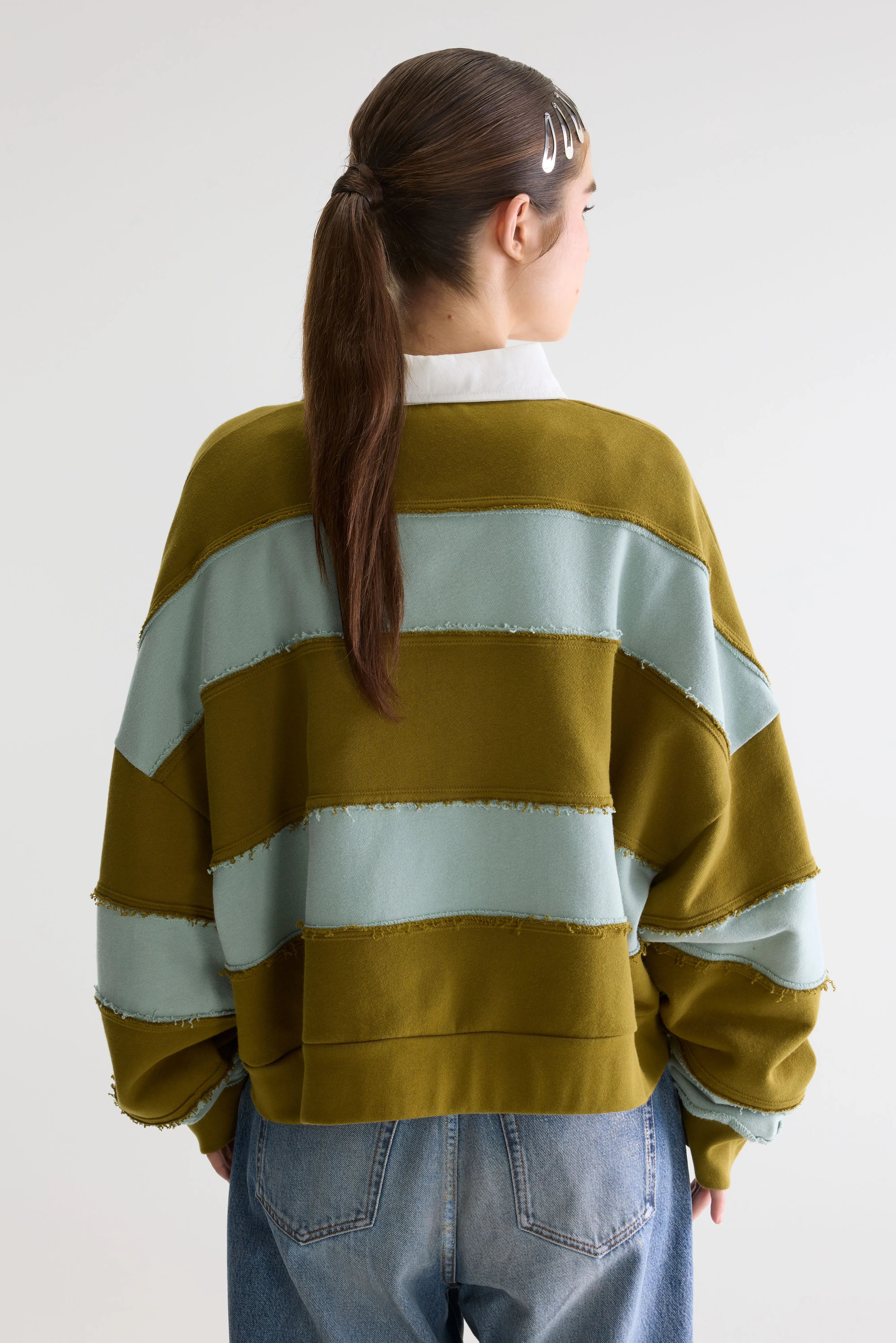 Furen Striped Rugby Sweatshirt - Jadeite / Vetiver For Women | Bellerose