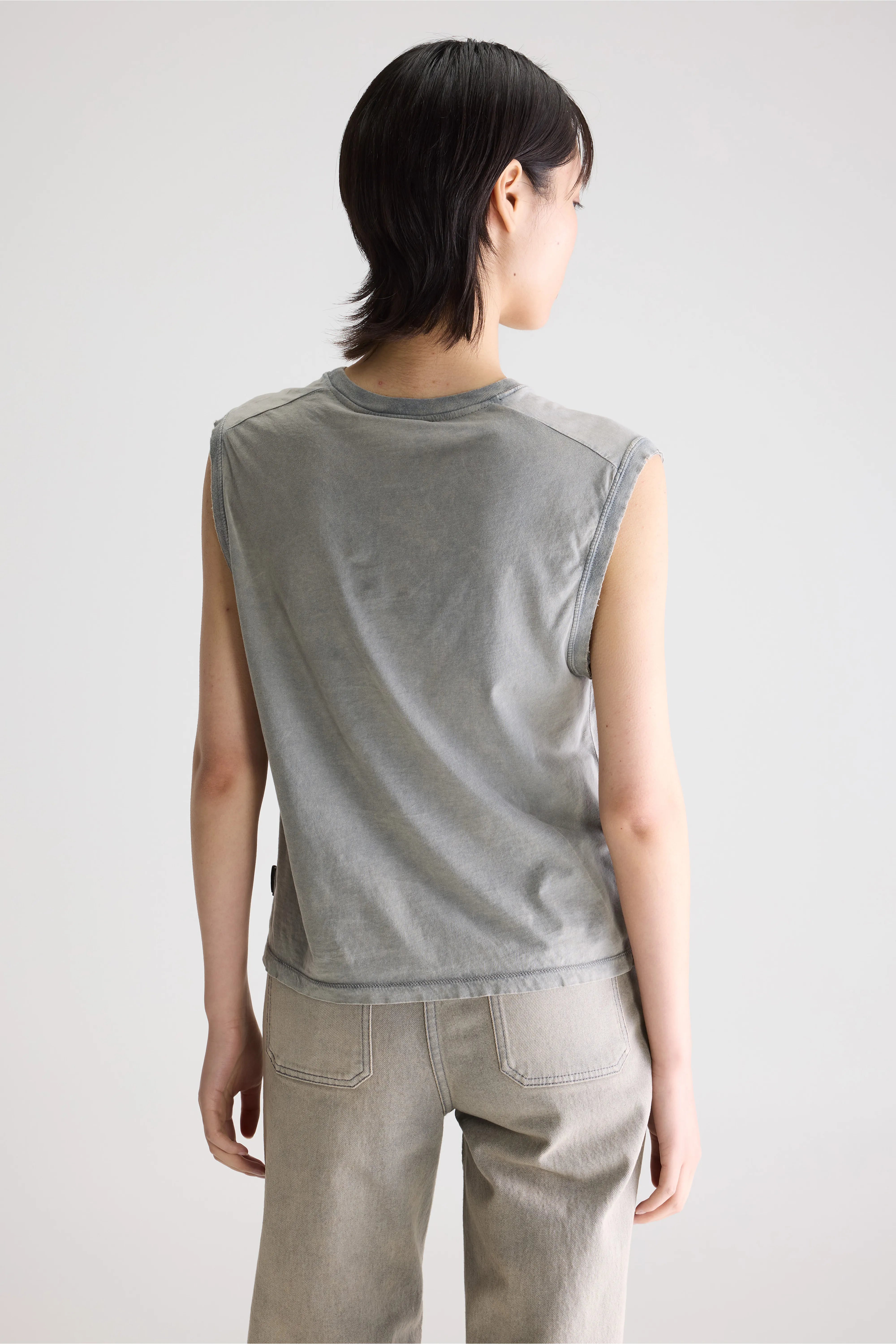 Falde Mouwloos T-shirt - Black sand Voor Dames | Bellerose