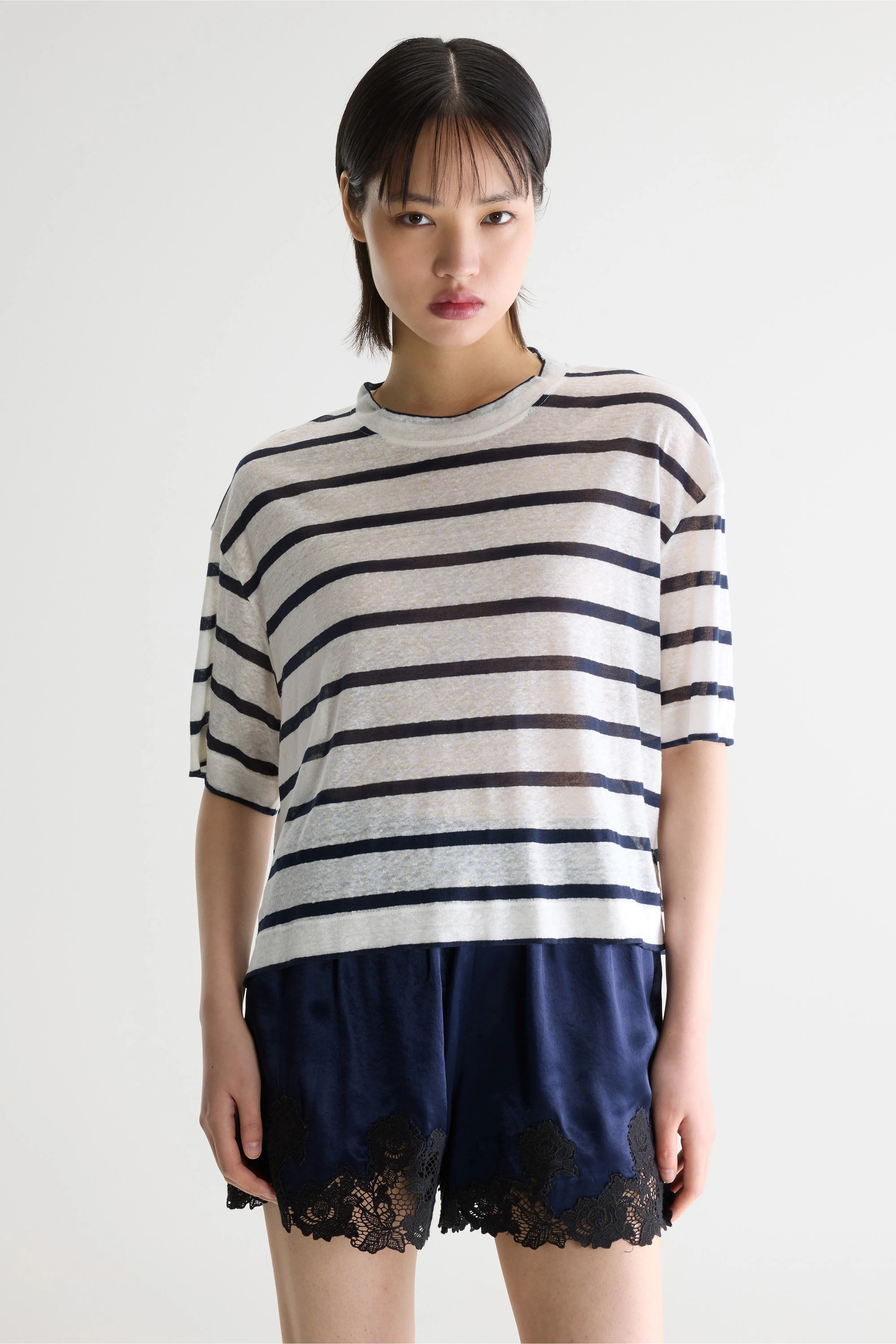 T-shirt À Manches Courtes Vydel - Navy / Vintage white Pour Femme | Bellerose