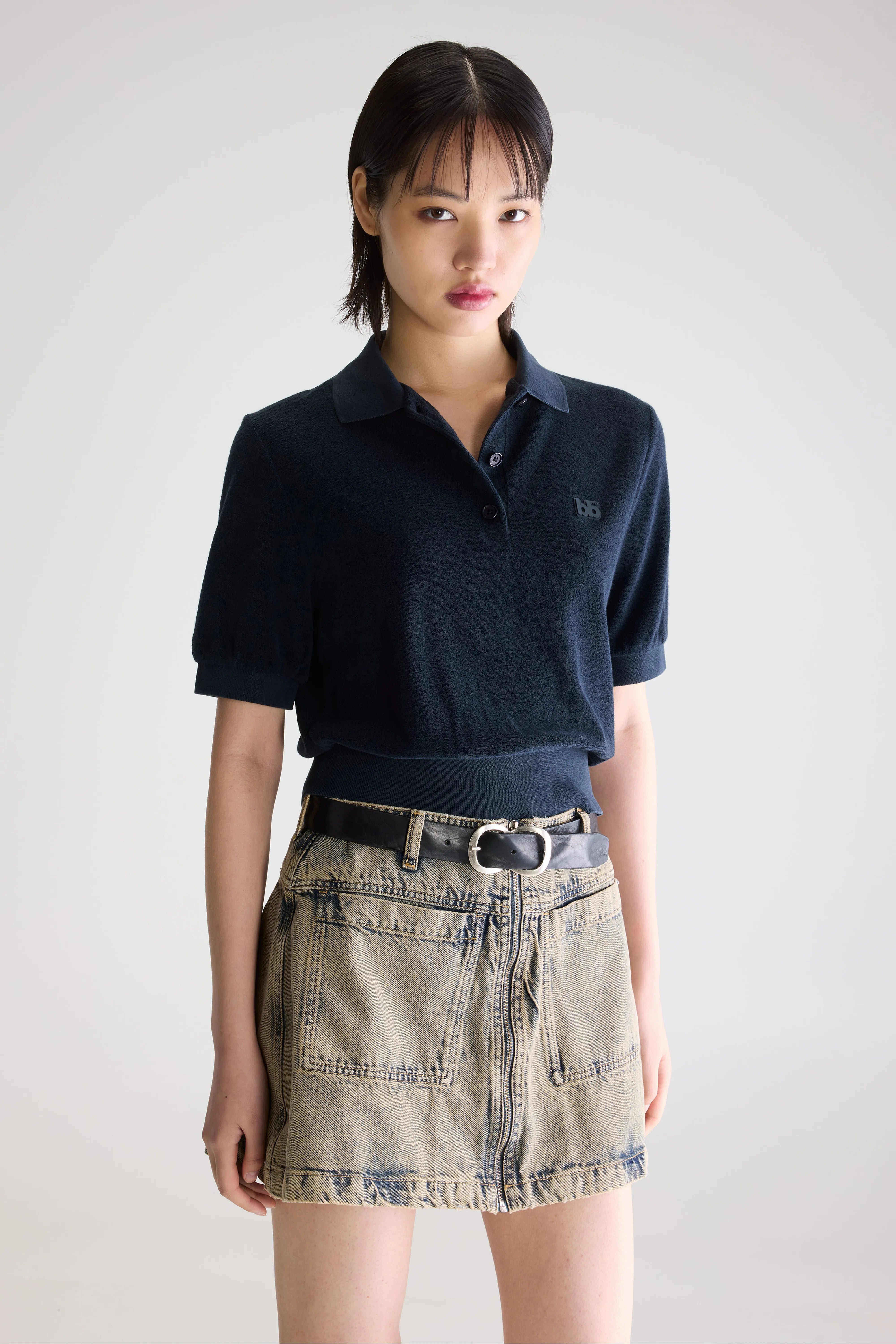 Crixus Polo In Badstof - Navy Voor Dames | Bellerose