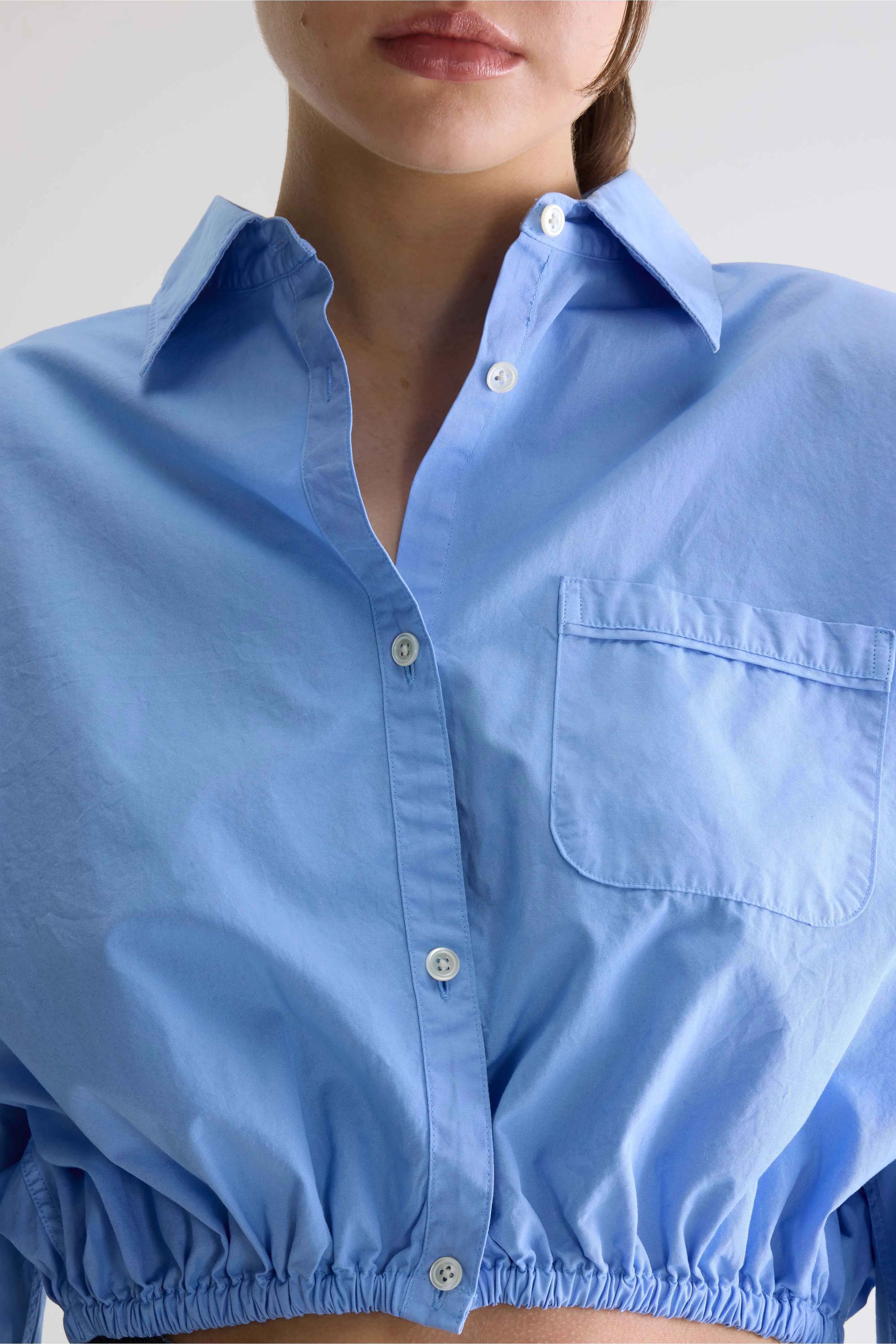 Gemma Cropped Shirt - Blue shirt For Women | Bellerose