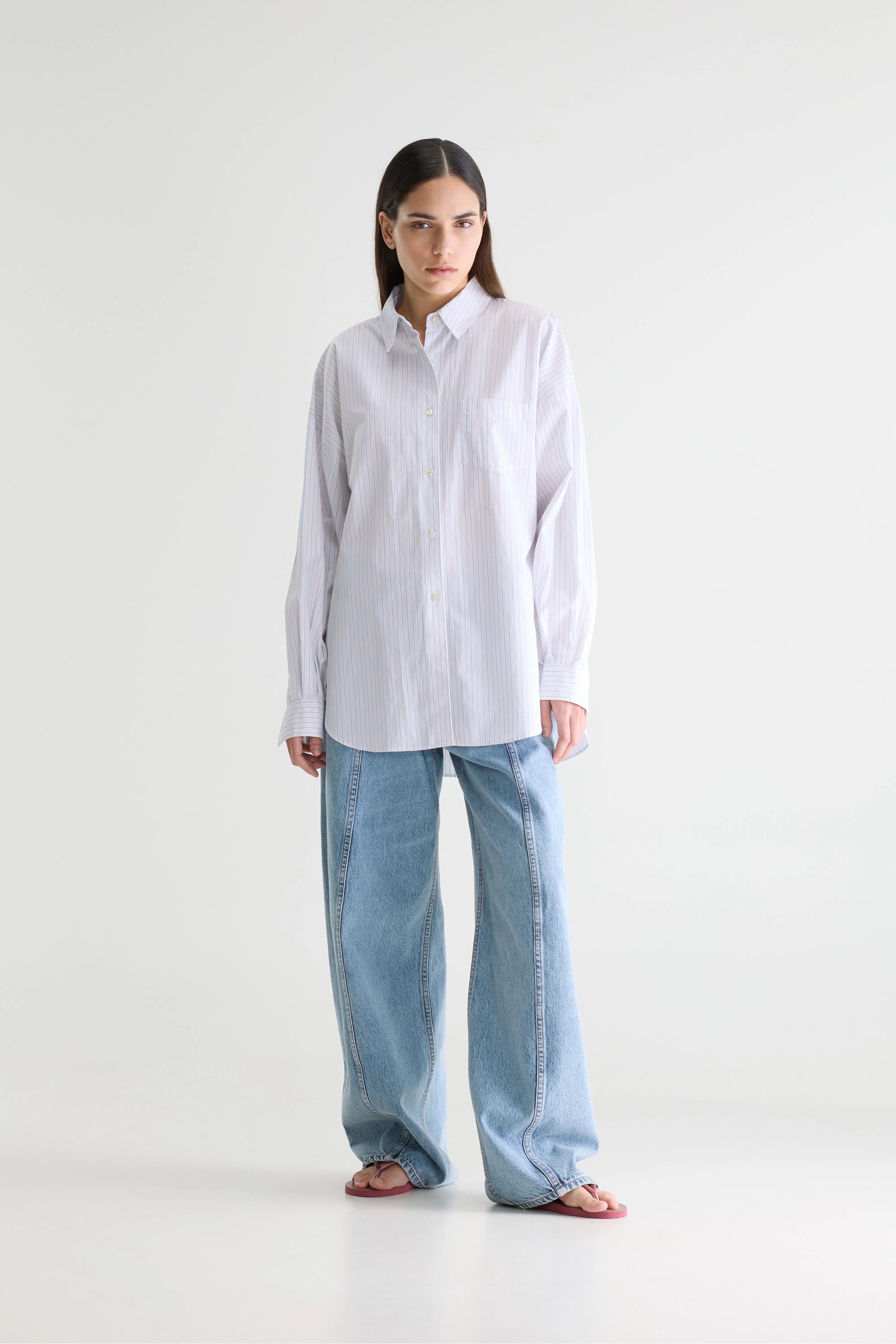 Chemise En Popeline Rayée Giorgia - Ballerine / Ice cube / White Pour Femme | Bellerose
